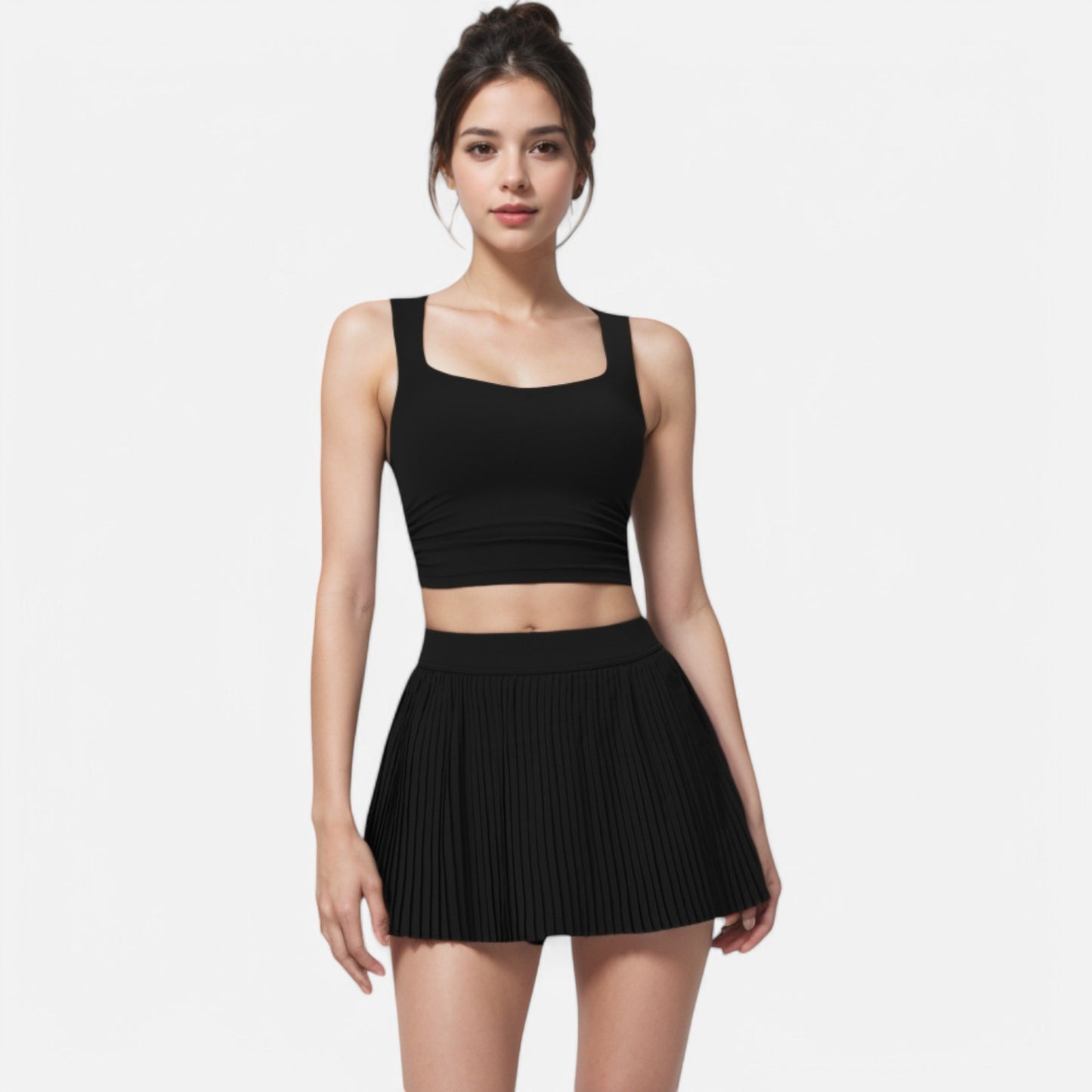 Anna-Kaci Women's Square Neck Cropped Tank Top with Wide Straps