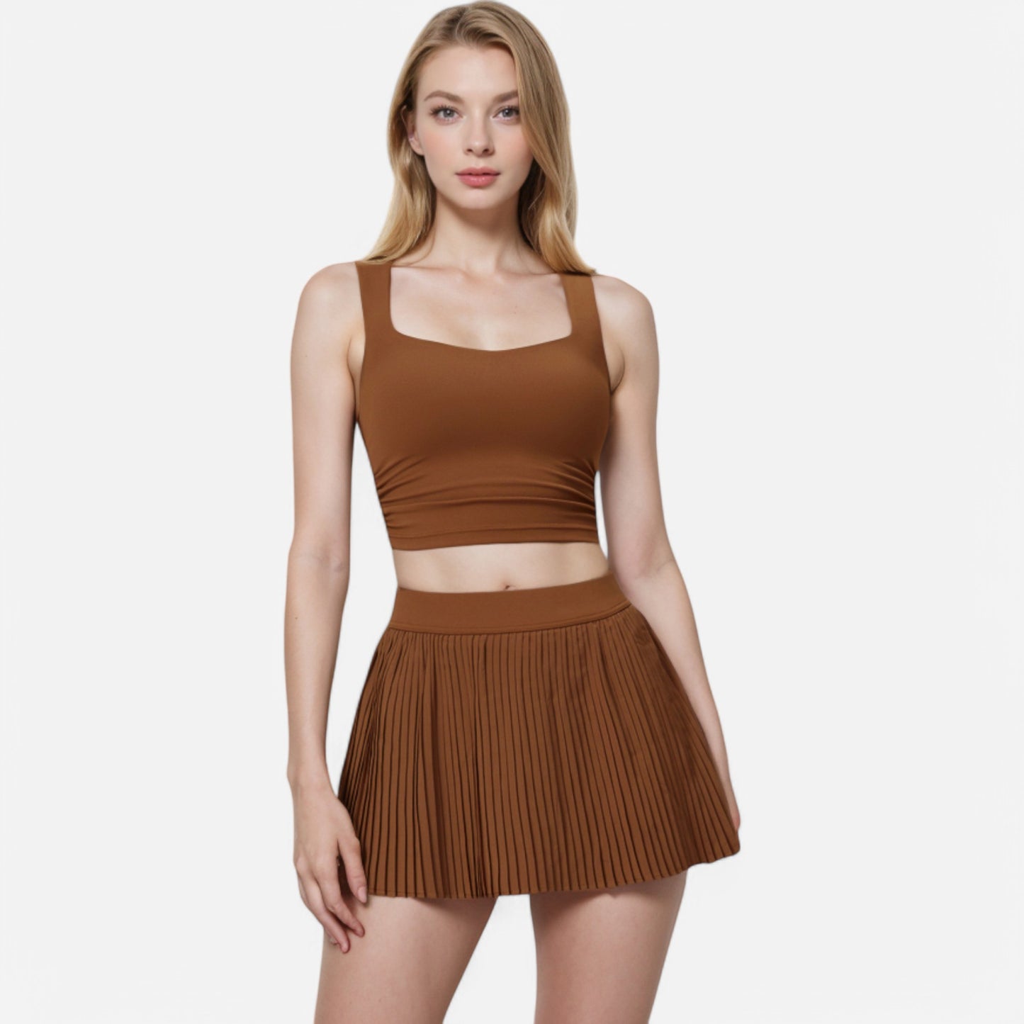 Anna-Kaci Women's Square Neck Cropped Tank Top with Wide Straps