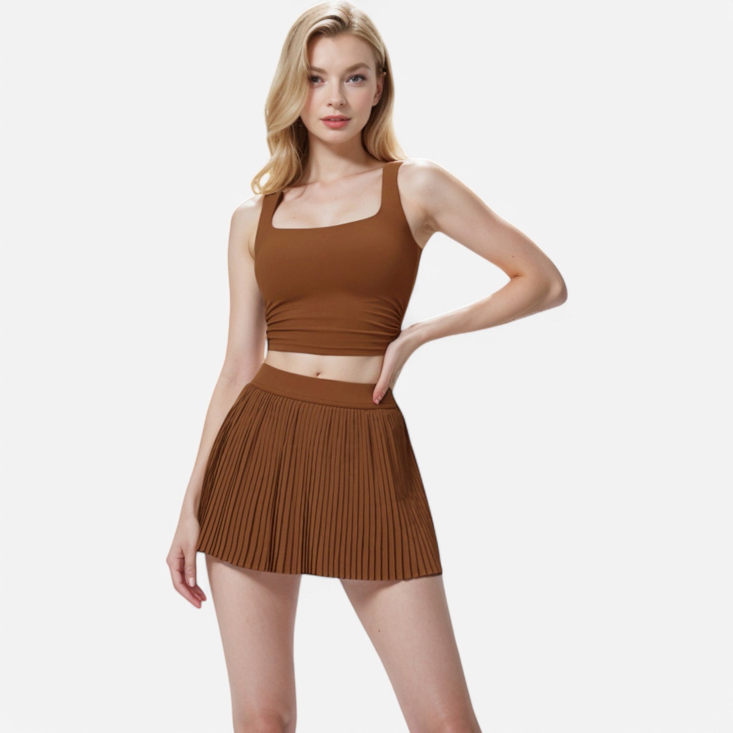 Anna-Kaci Women's Square Neck Cropped Tank Top with Wide Straps