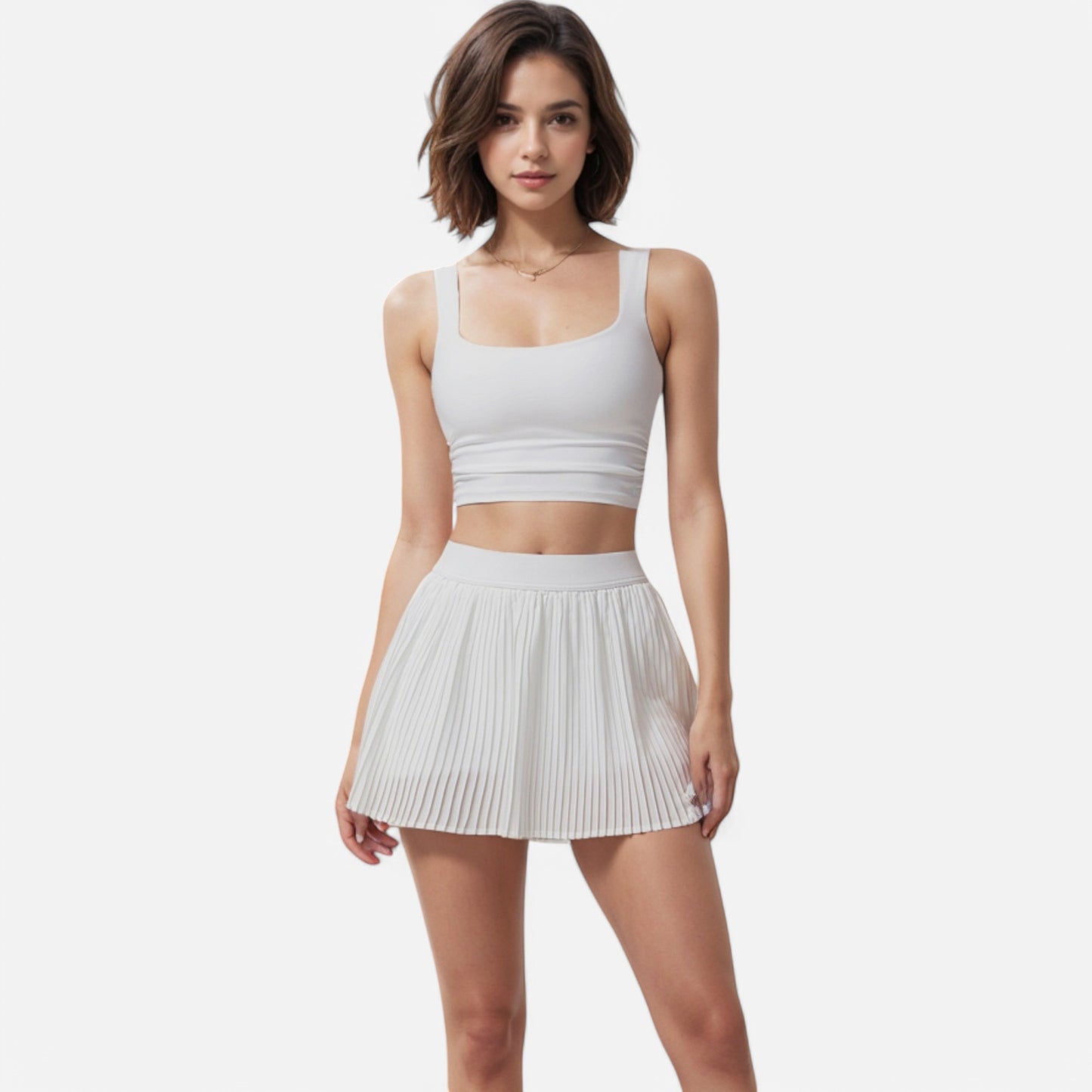 Anna-Kaci Women's Square Neck Cropped Tank Top with Wide Straps