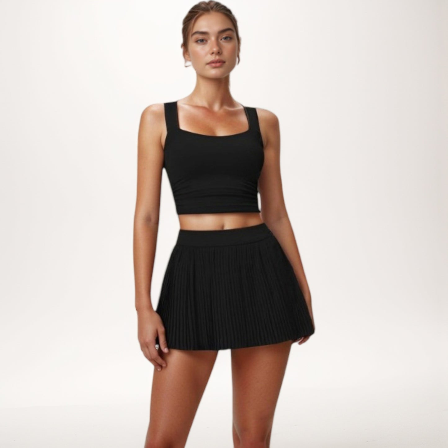 Anna-Kaci Active Women's High Waist Pleated Skirt with Built-In Shorts and Stretch Waistband