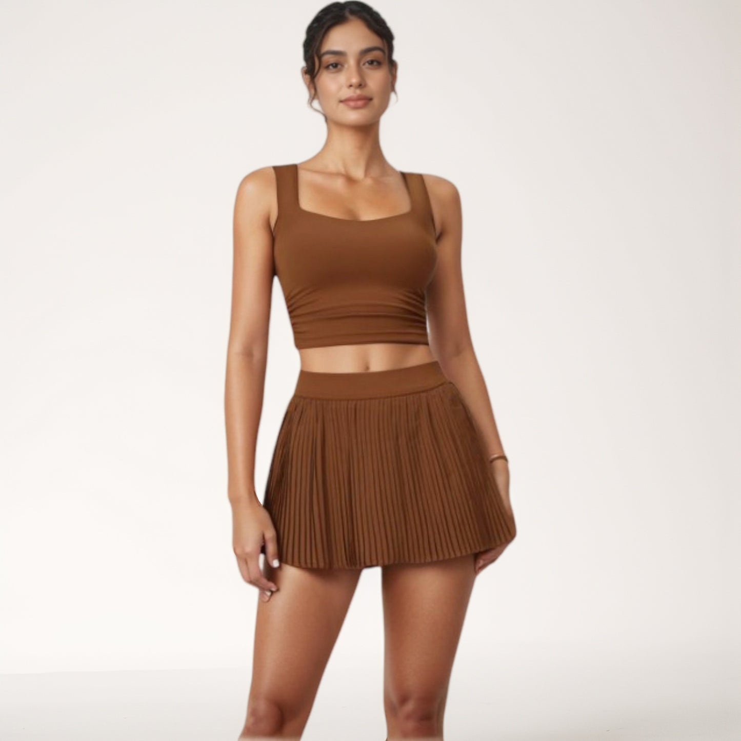 Anna-Kaci Active Women's High Waist Pleated Skirt with Built-In Shorts and Stretch Waistband