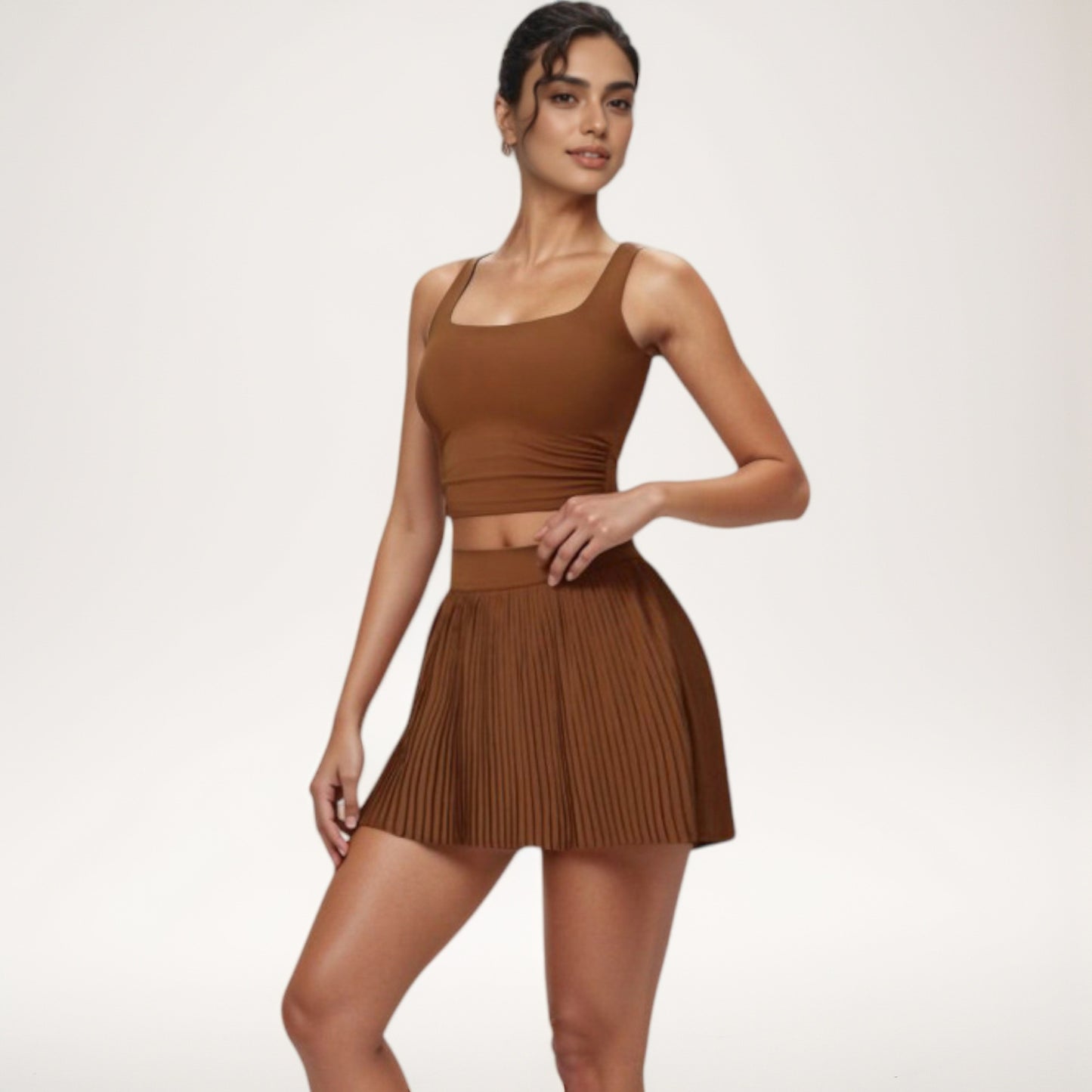Anna-Kaci Active Women's High Waist Pleated Skirt with Built-In Shorts and Stretch Waistband