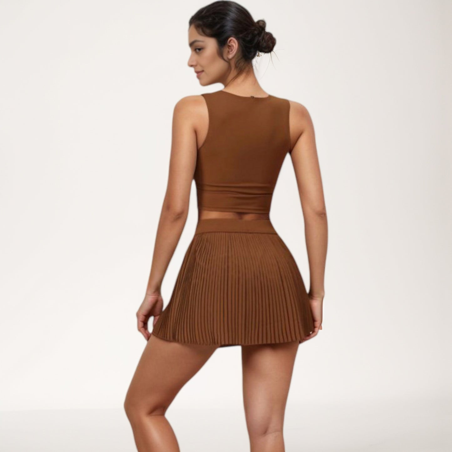 Anna-Kaci Active Women's High Waist Pleated Skirt with Built-In Shorts and Stretch Waistband