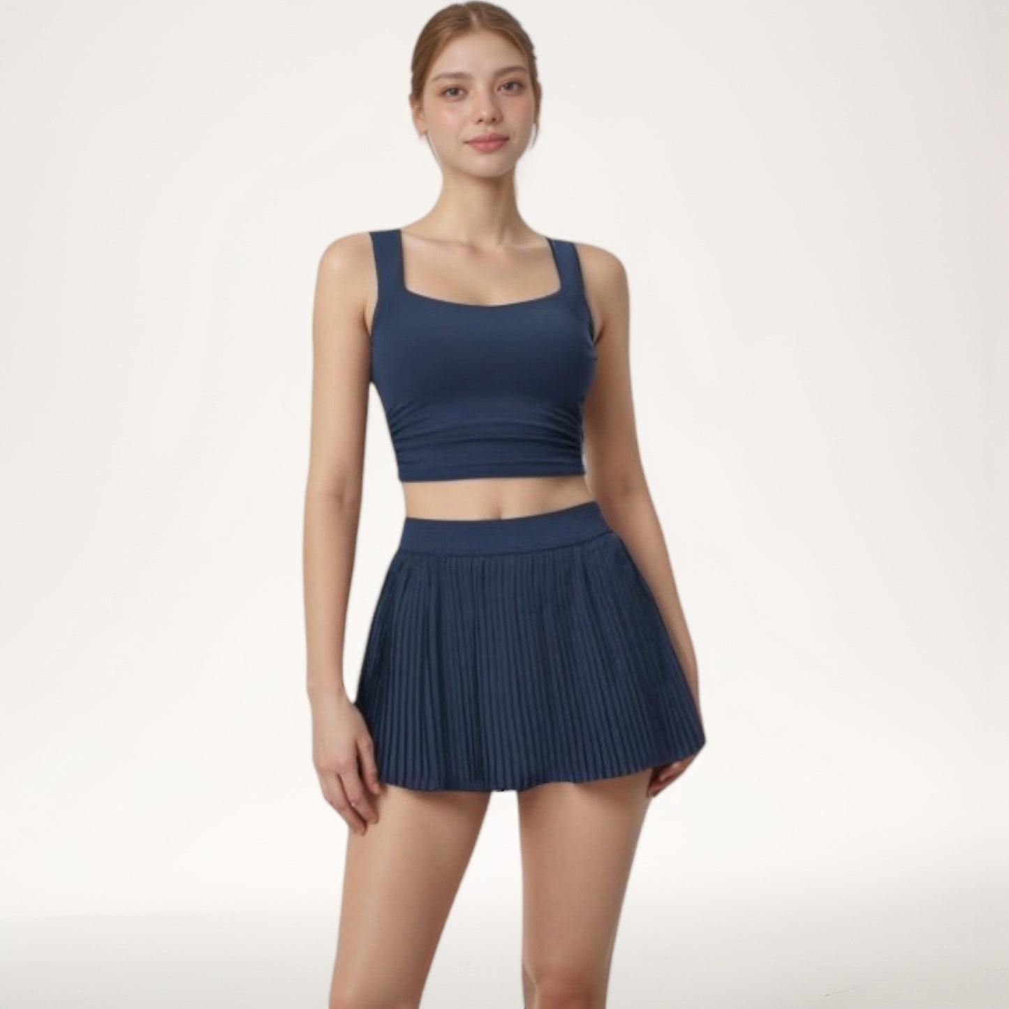 Anna-Kaci Active Women's High Waist Pleated Skirt with Built-In Shorts and Stretch Waistband