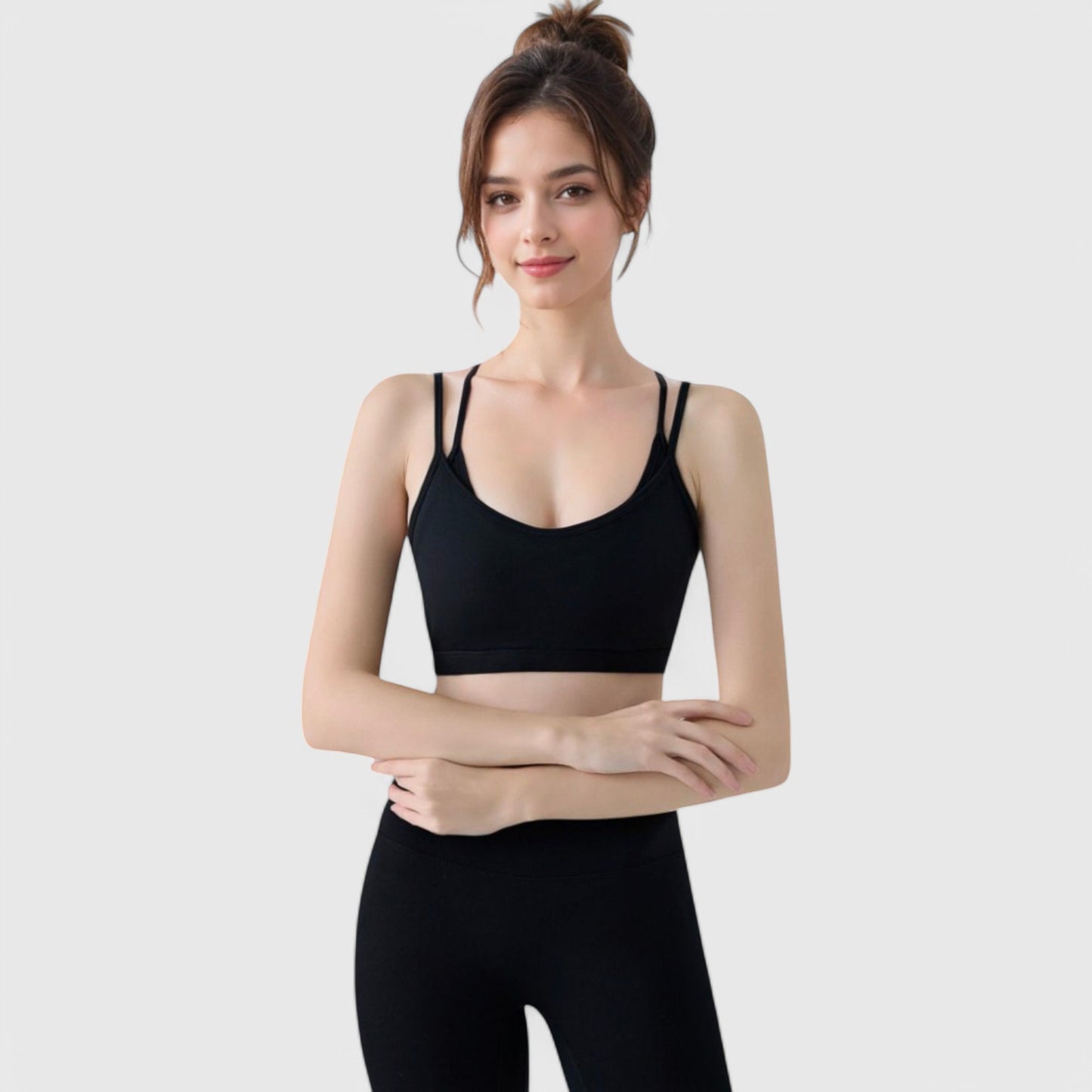 Anna-Kaci Active Women's Double Strap Scoop Neck Sports Bra