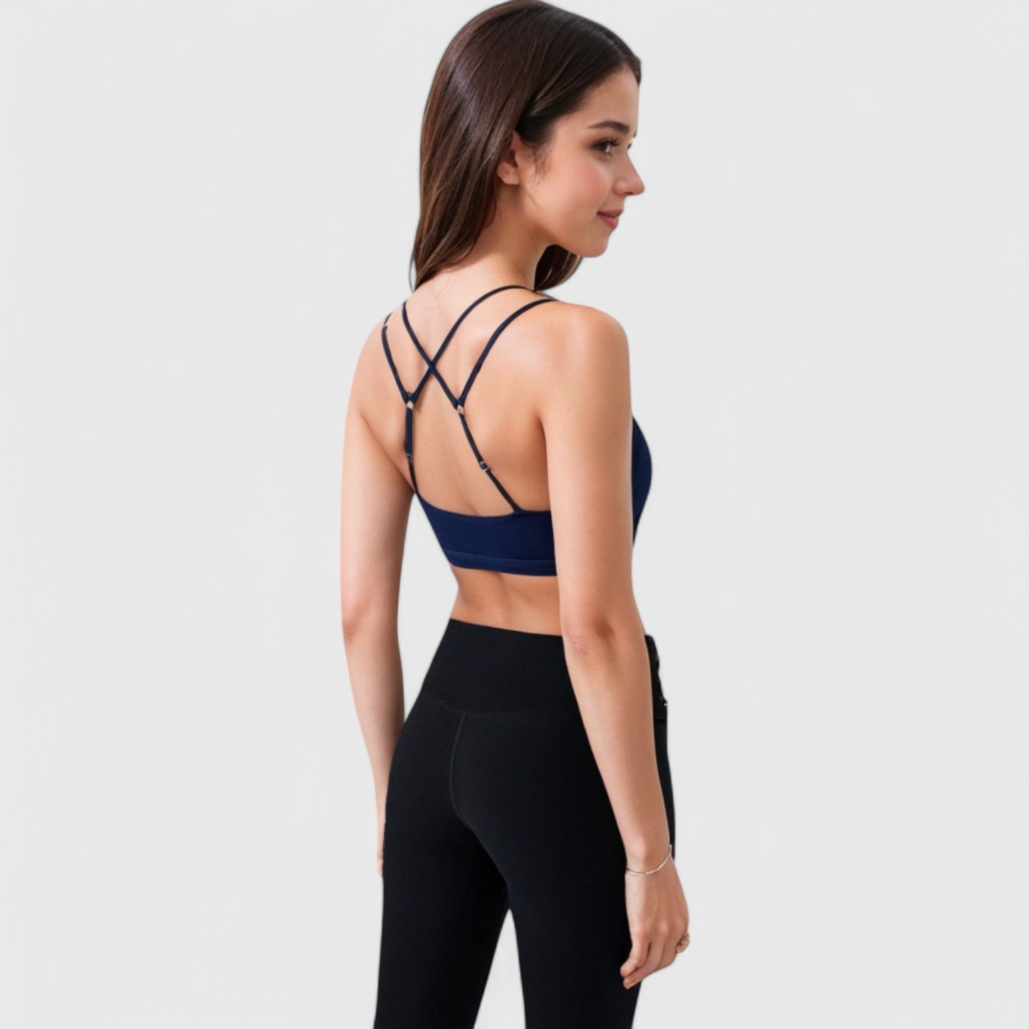 Anna-Kaci Active Women's Double Strap Scoop Neck Sports Bra