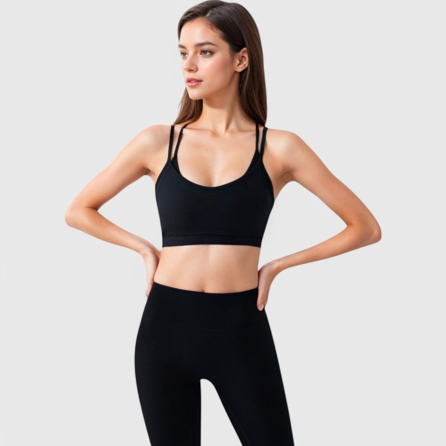 Anna-Kaci Active Women's Double Strap Scoop Neck Sports Bra