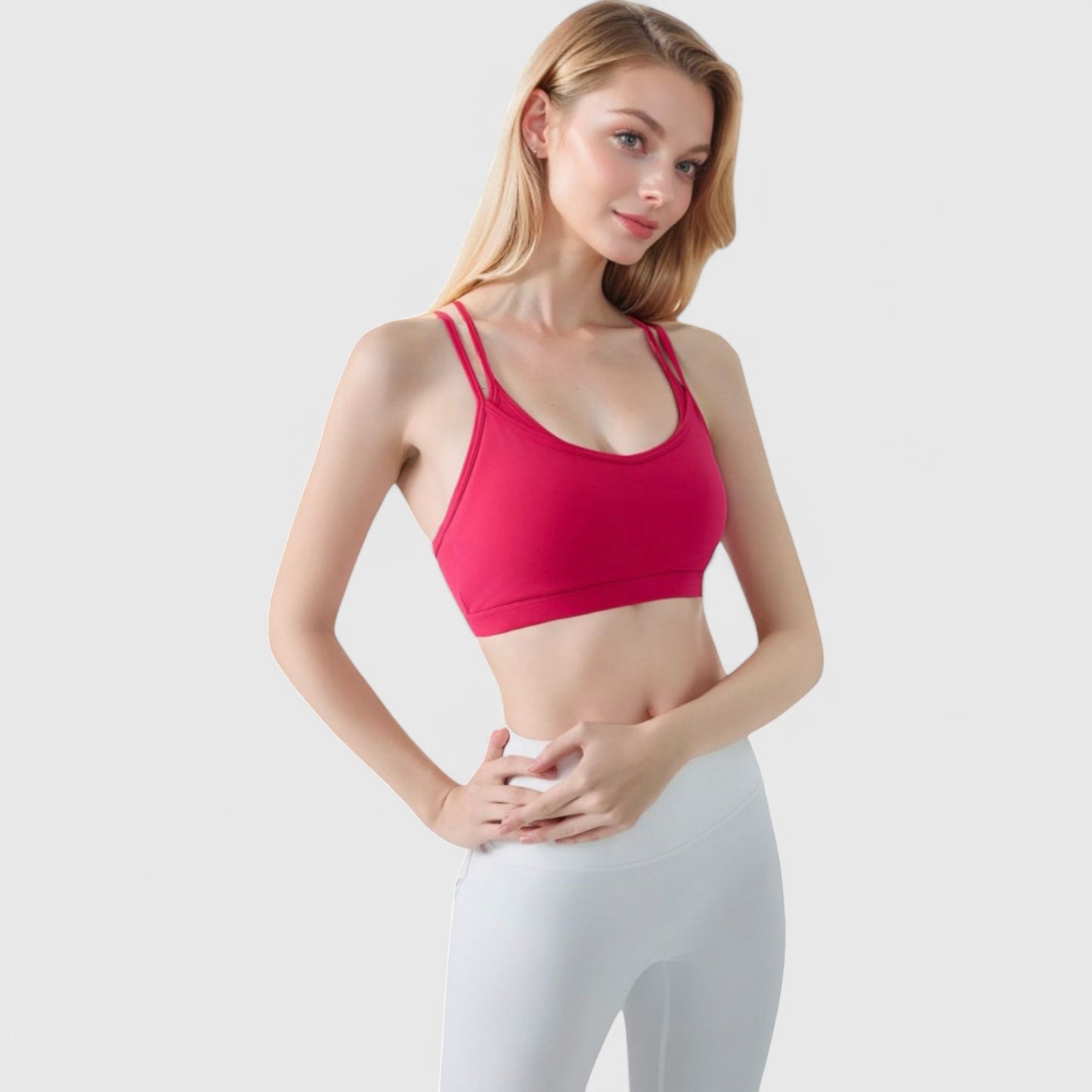 Anna-Kaci Active Women's Double Strap Scoop Neck Sports Bra