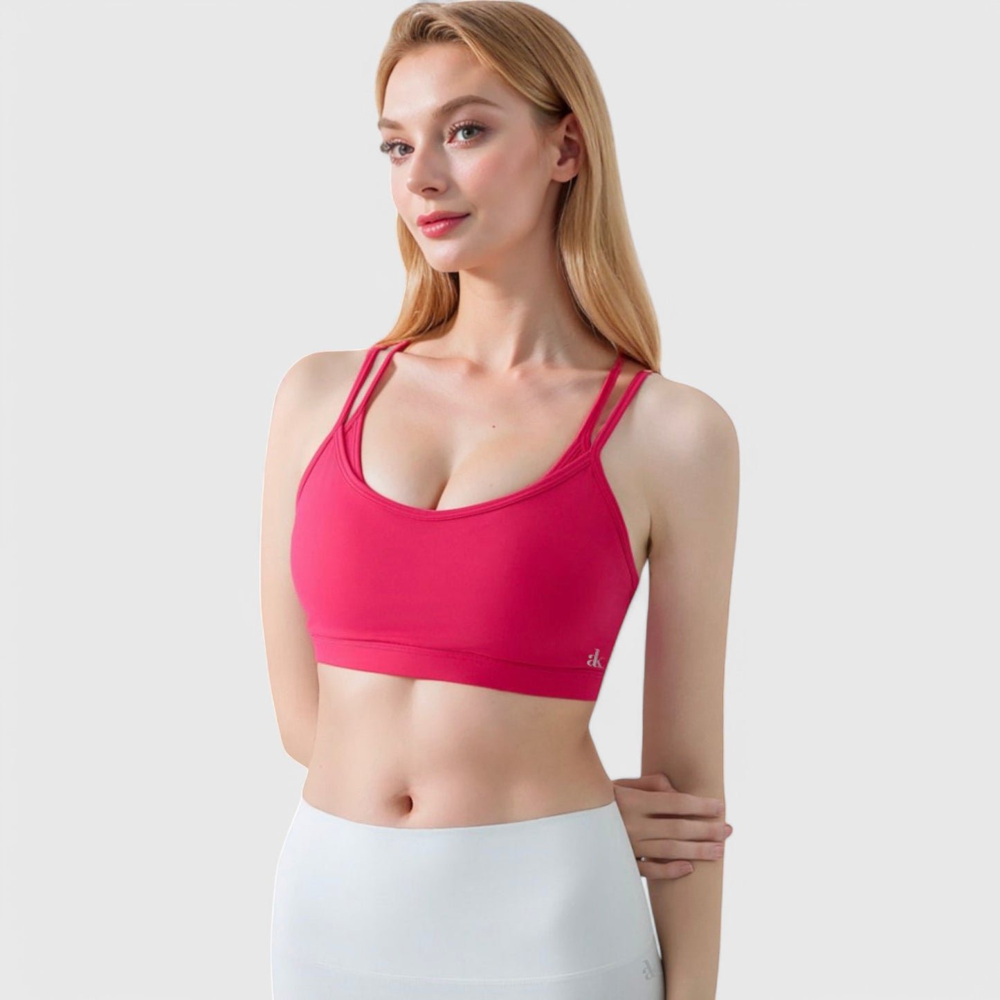 Anna-Kaci Active Women's Double Strap Scoop Neck Sports Bra
