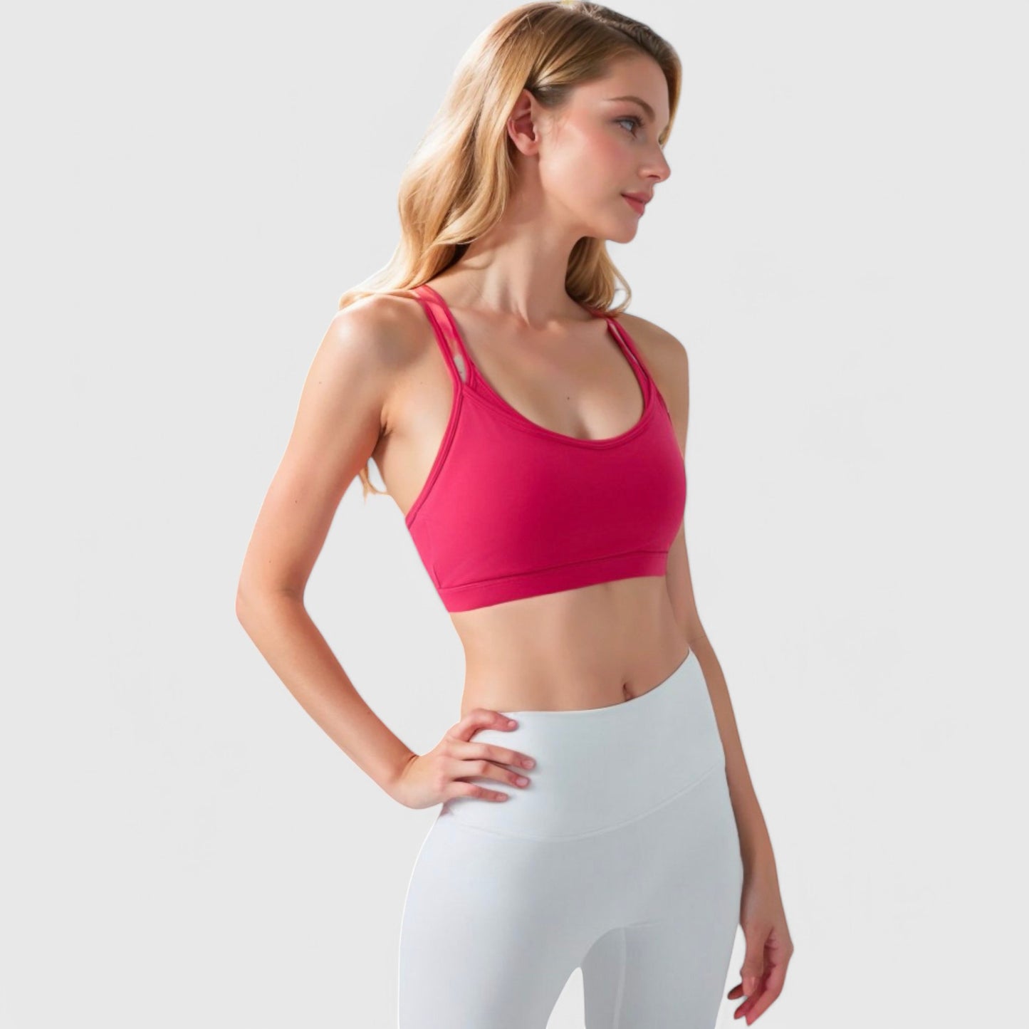 Anna-Kaci Active Women's Double Strap Scoop Neck Sports Bra