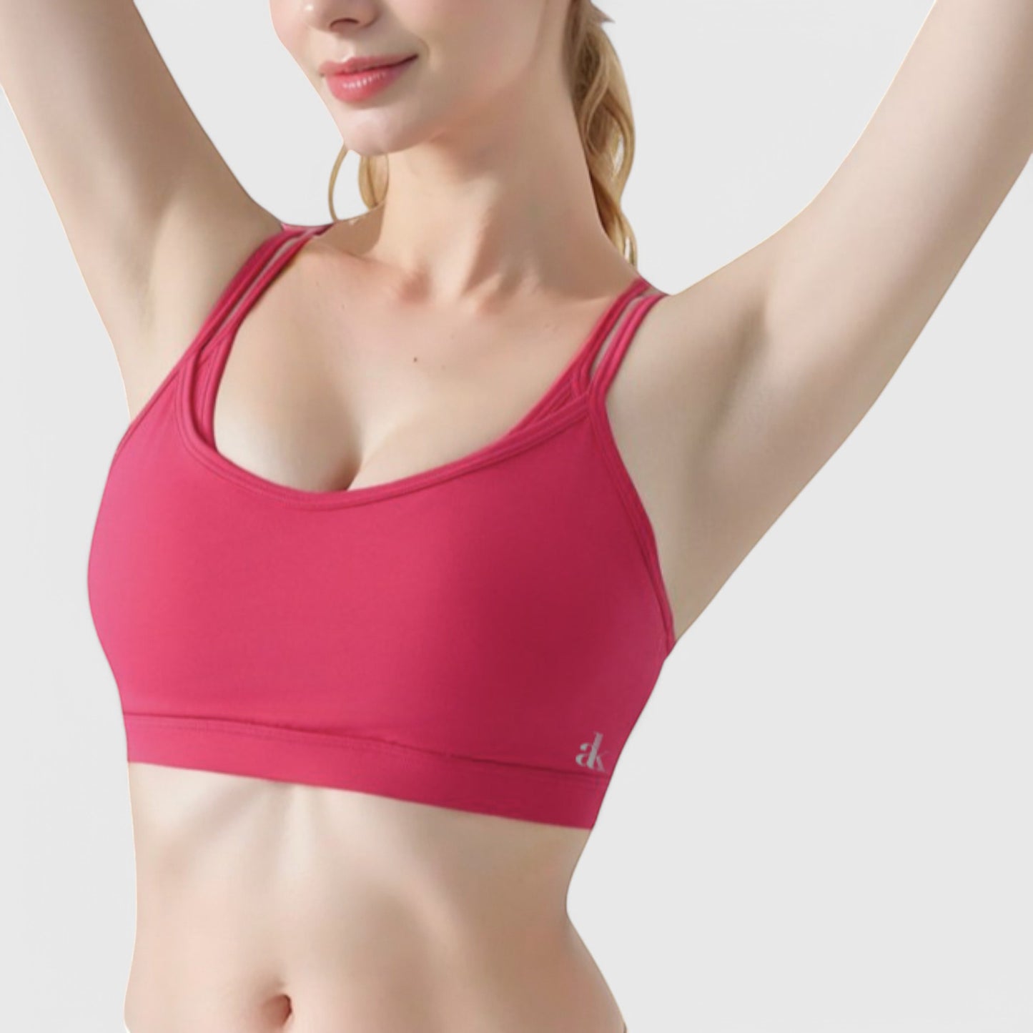 Anna-Kaci Active Women's Double Strap Scoop Neck Sports Bra
