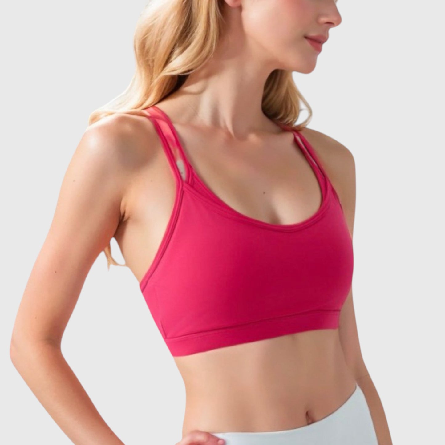 Anna-Kaci Active Women's Double Strap Scoop Neck Sports Bra