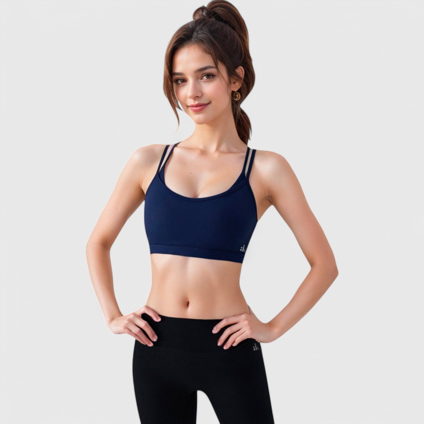 Anna-Kaci Active Women's Double Strap Scoop Neck Sports Bra