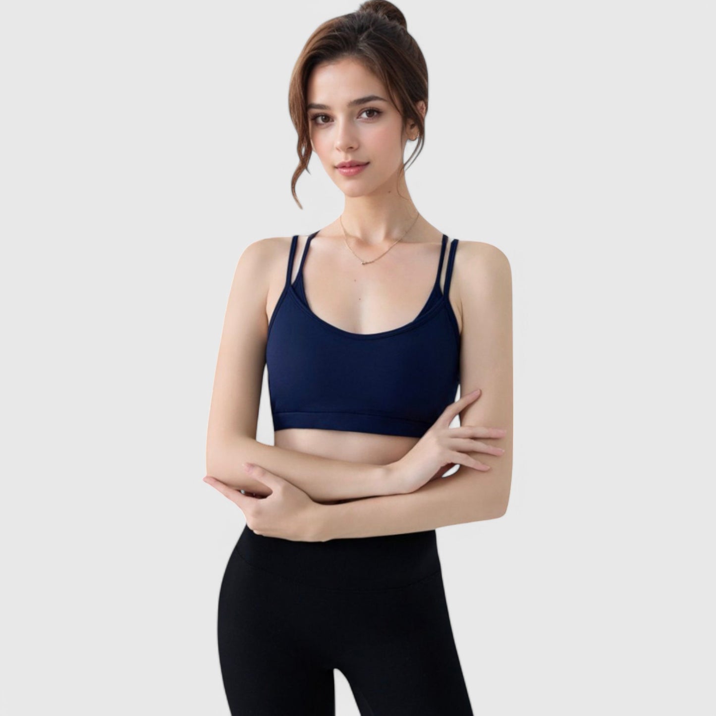 Anna-Kaci Active Women's Double Strap Scoop Neck Sports Bra