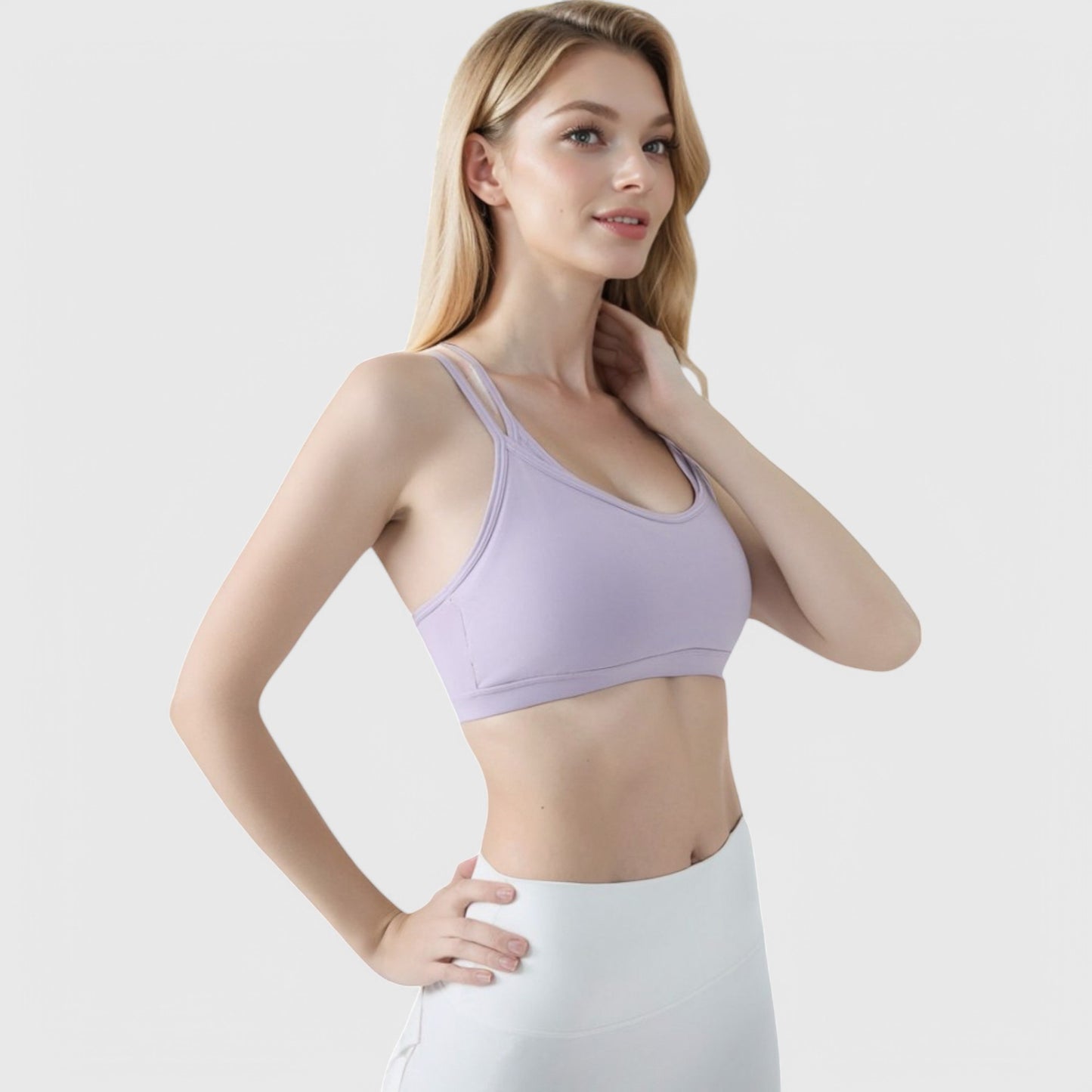 Anna-Kaci Active Women's Double Strap Scoop Neck Sports Bra
