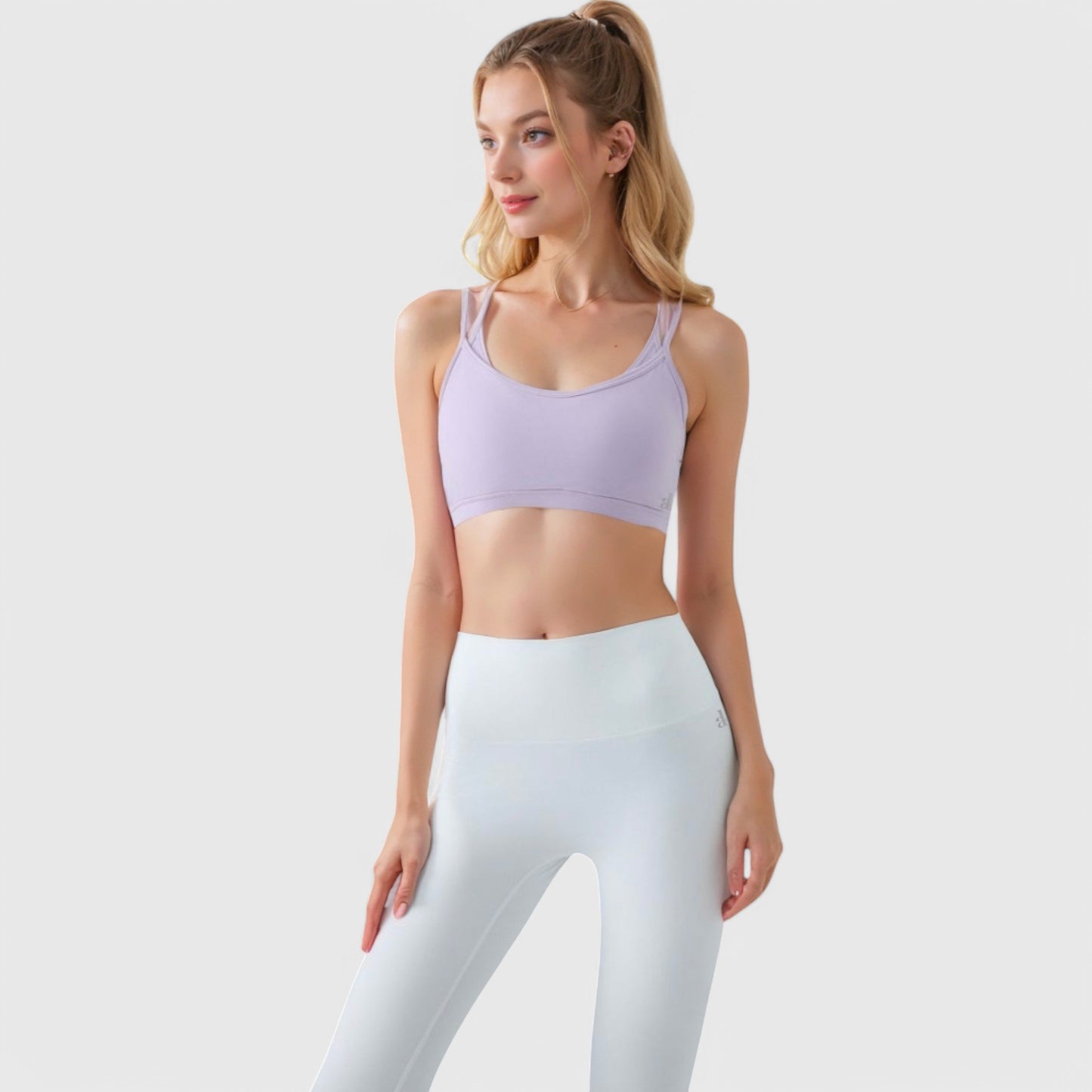 Anna-Kaci Active Women's Double Strap Scoop Neck Sports Bra