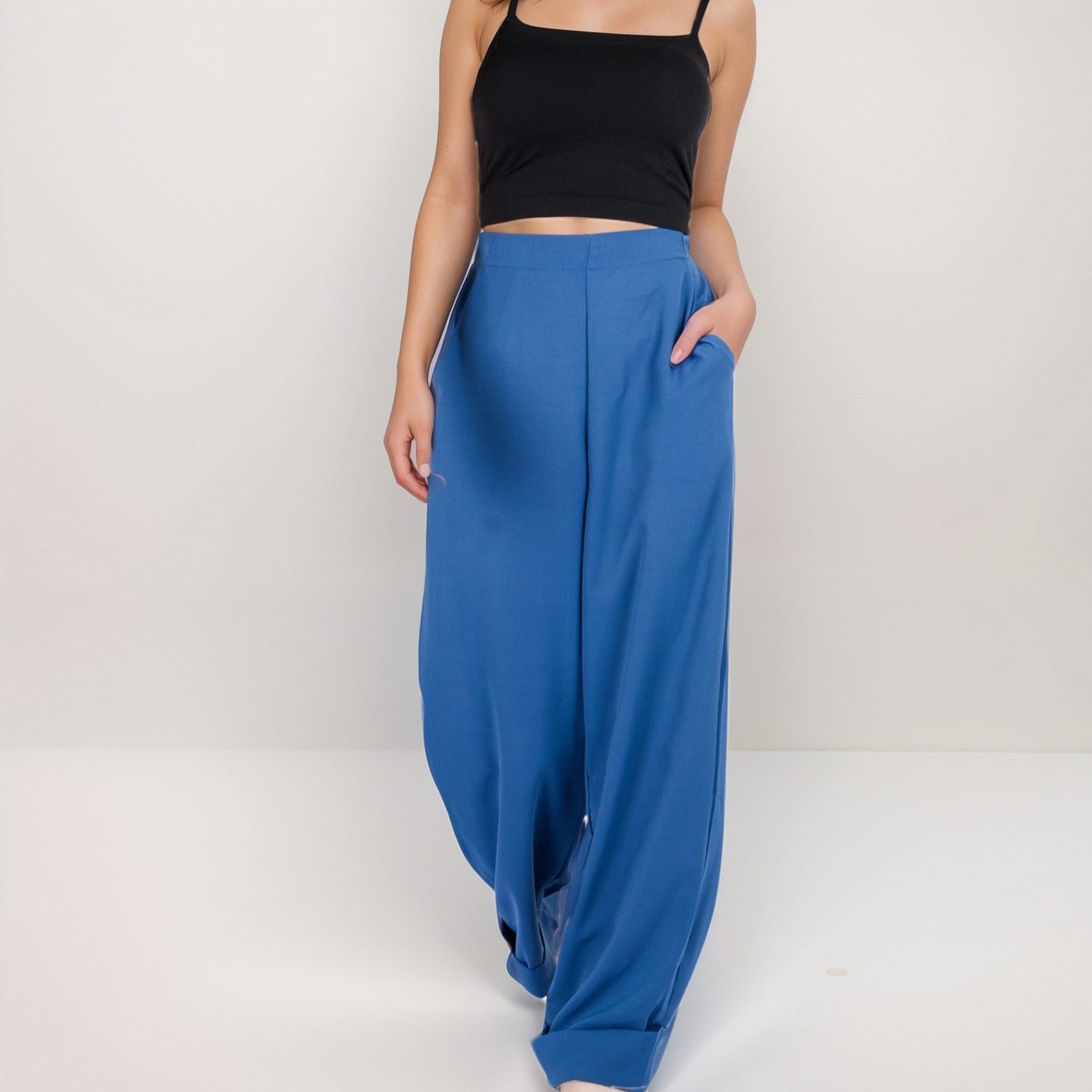 Anna-Kaci Women's Vertical Red Stripe Wide Leg Pants with High Rise Waistband Relaxed Fit and Full-Length Flowing Silhouette
