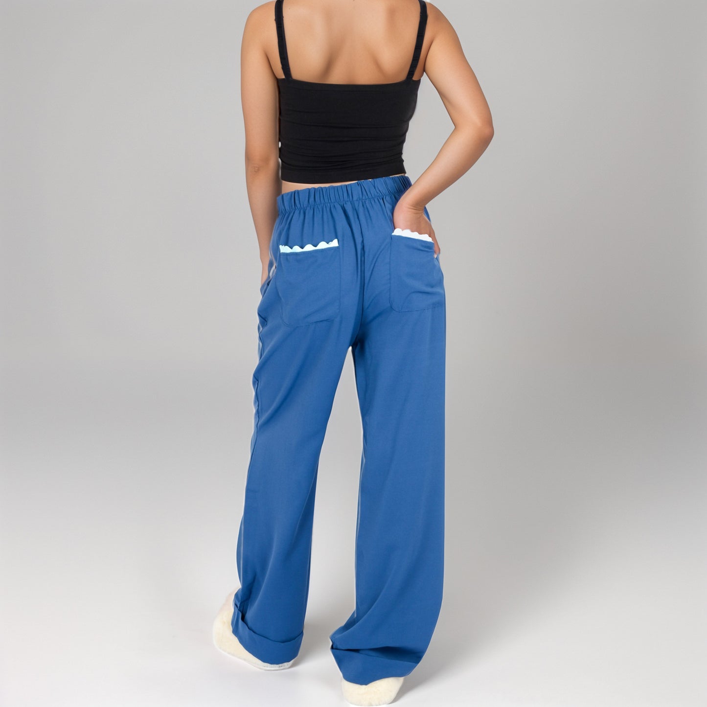 Anna-Kaci Women's Vertical Red Stripe Wide Leg Pants with High Rise Waistband Relaxed Fit and Full-Length Flowing Silhouette
