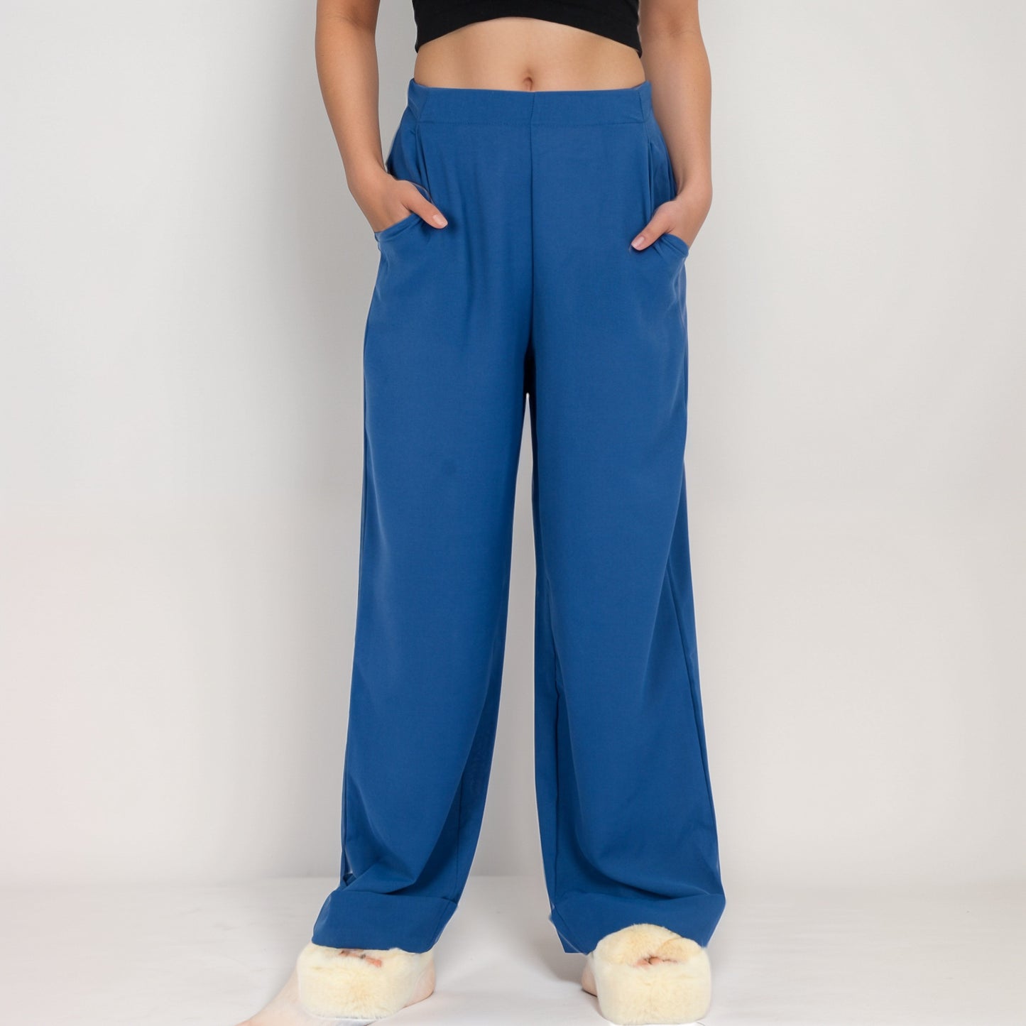 Anna-Kaci Women's Vertical Red Stripe Wide Leg Pants with High Rise Waistband Relaxed Fit and Full-Length Flowing Silhouette