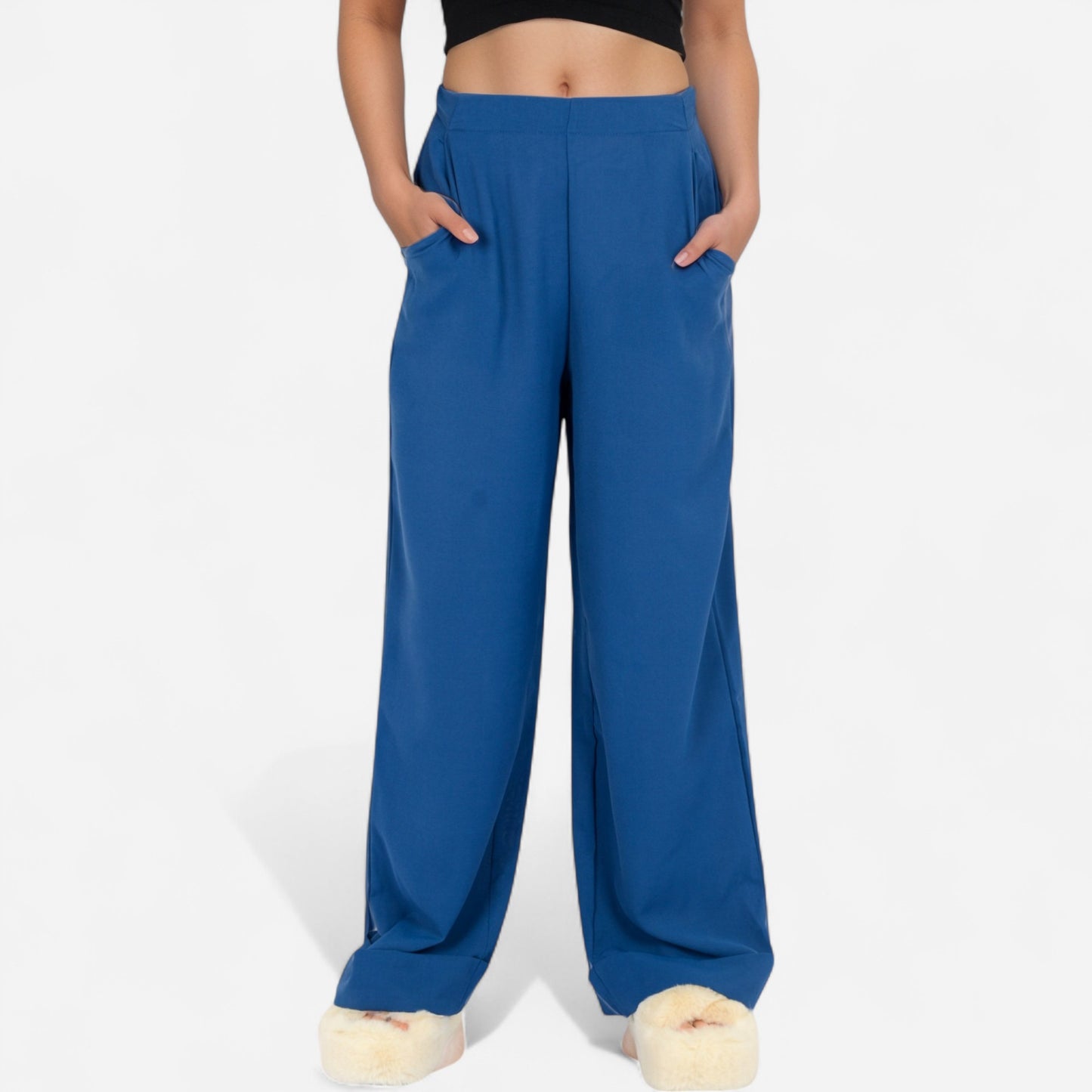 Anna-Kaci Women's Vertical Red Stripe Wide Leg Pants with High Rise Waistband Relaxed Fit and Full-Length Flowing Silhouette