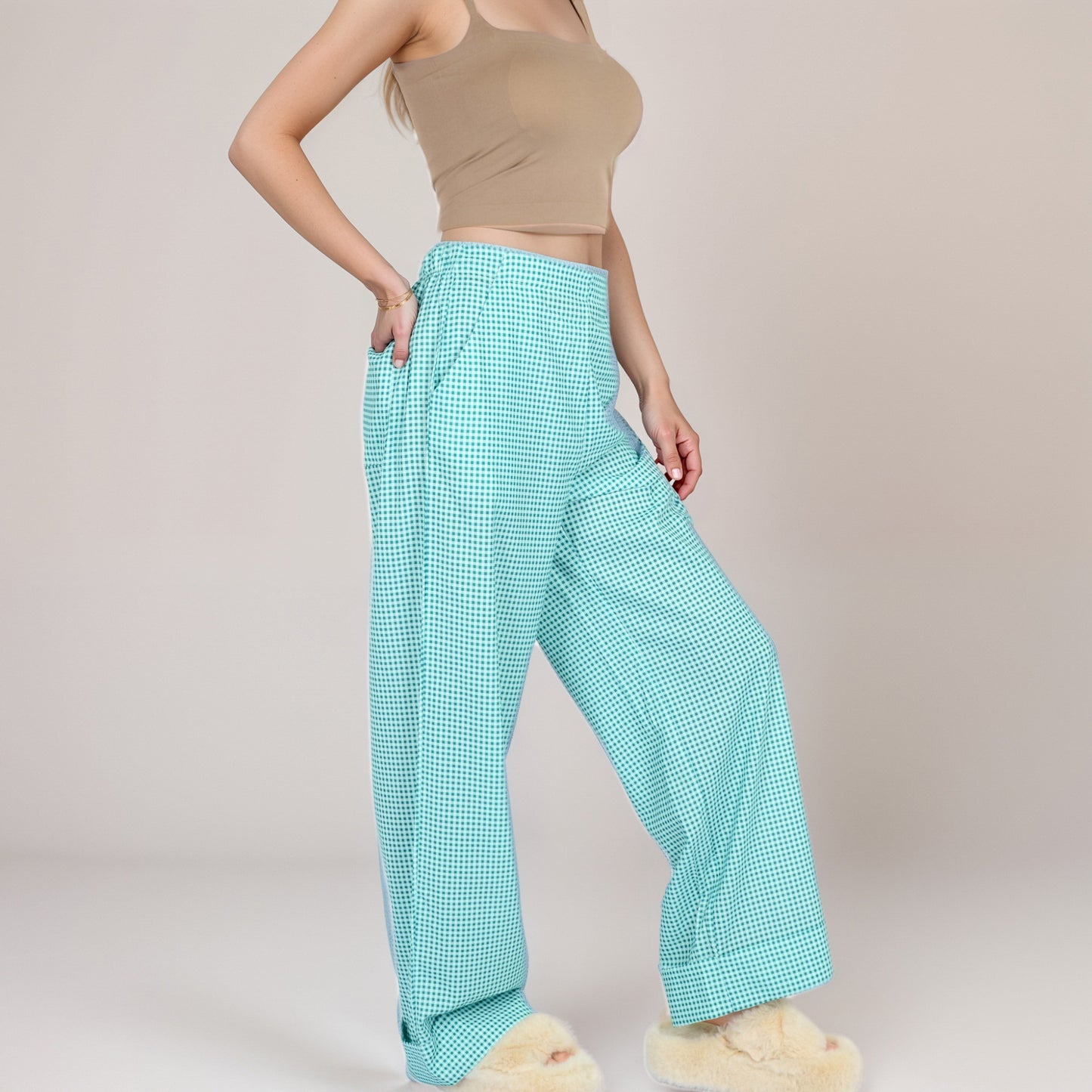 Anna-Kaci Women's Vertical Red Stripe Wide Leg Pants with High Rise Waistband Relaxed Fit and Full-Length Flowing Silhouette