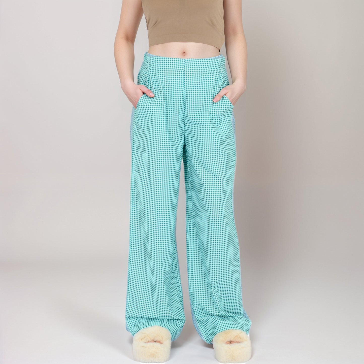 Anna-Kaci Women's Vertical Red Stripe Wide Leg Pants with High Rise Waistband Relaxed Fit and Full-Length Flowing Silhouette