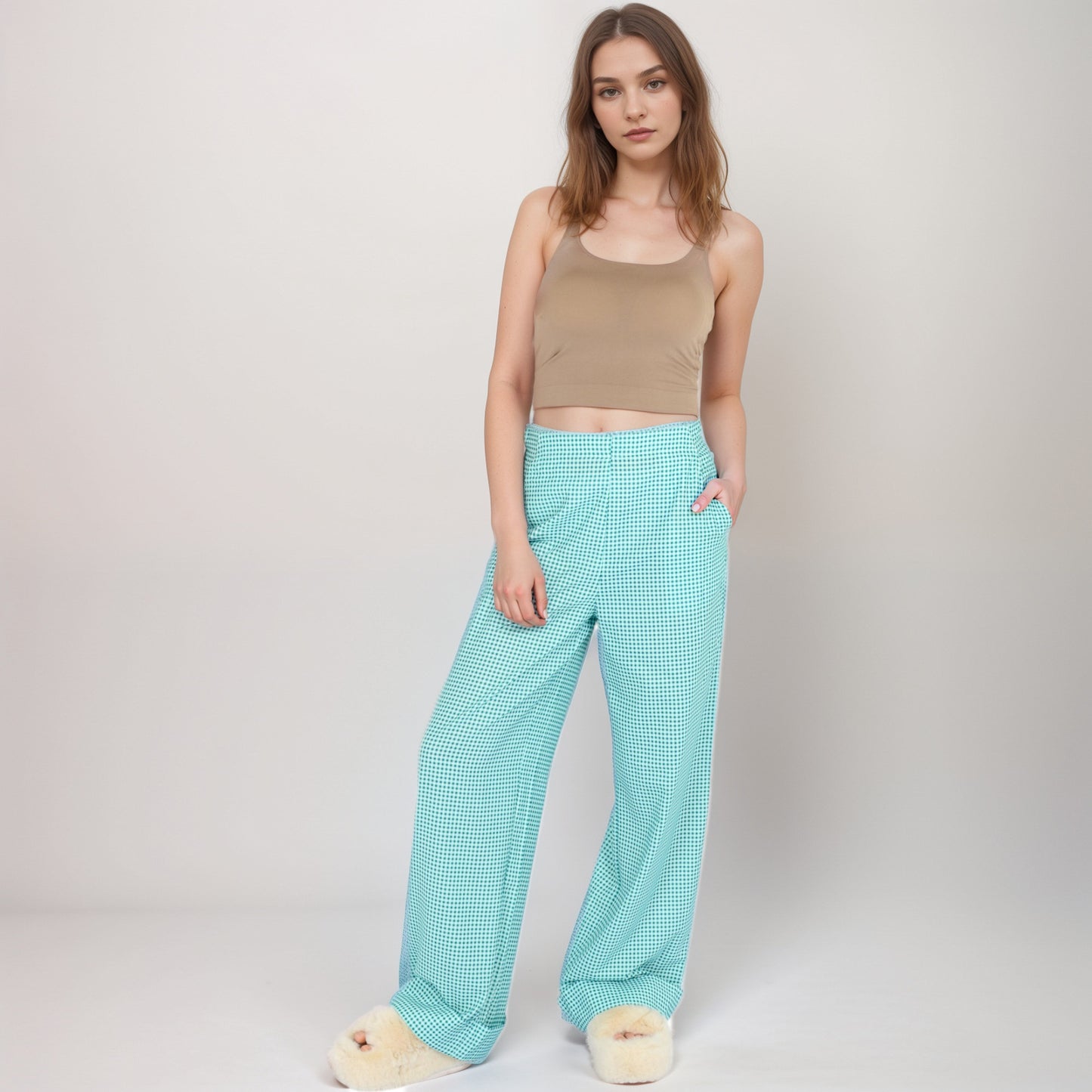 Anna-Kaci Women's Vertical Red Stripe Wide Leg Pants with High Rise Waistband Relaxed Fit and Full-Length Flowing Silhouette