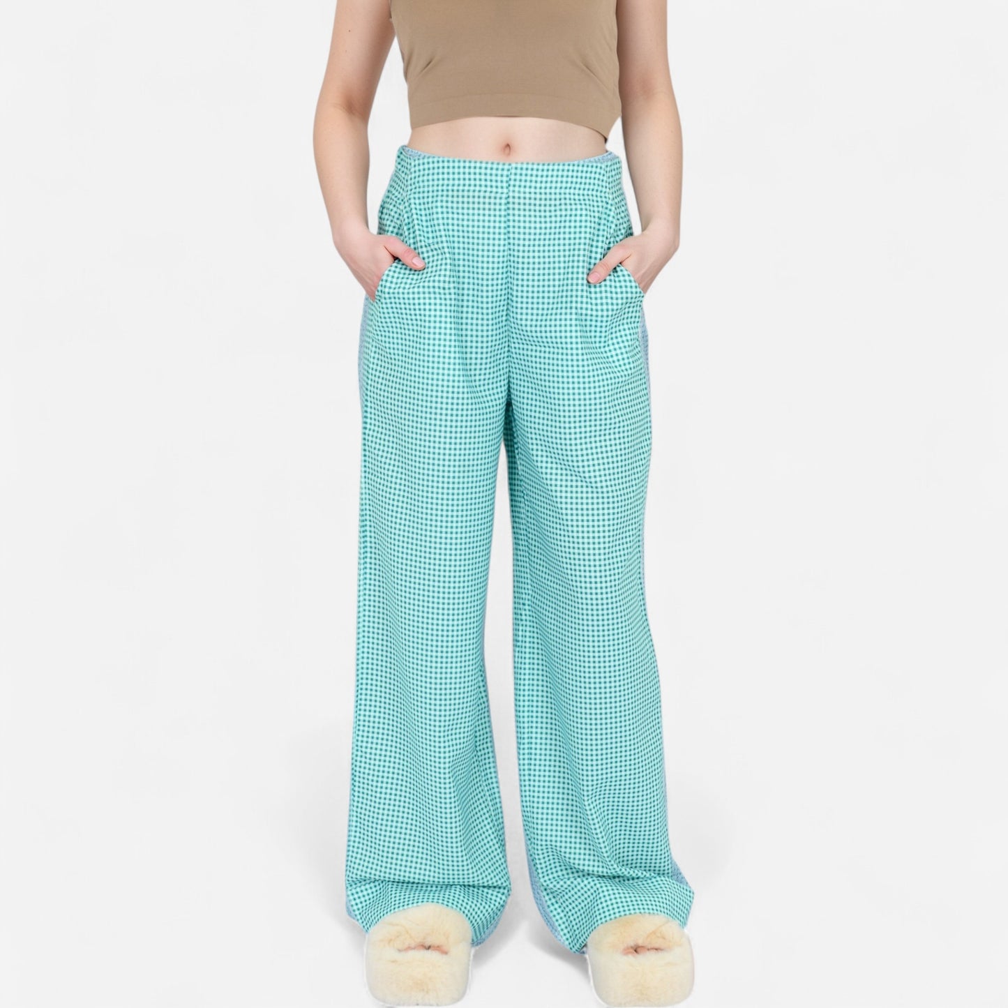 Anna-Kaci Women's Vertical Red Stripe Wide Leg Pants with High Rise Waistband Relaxed Fit and Full-Length Flowing Silhouette