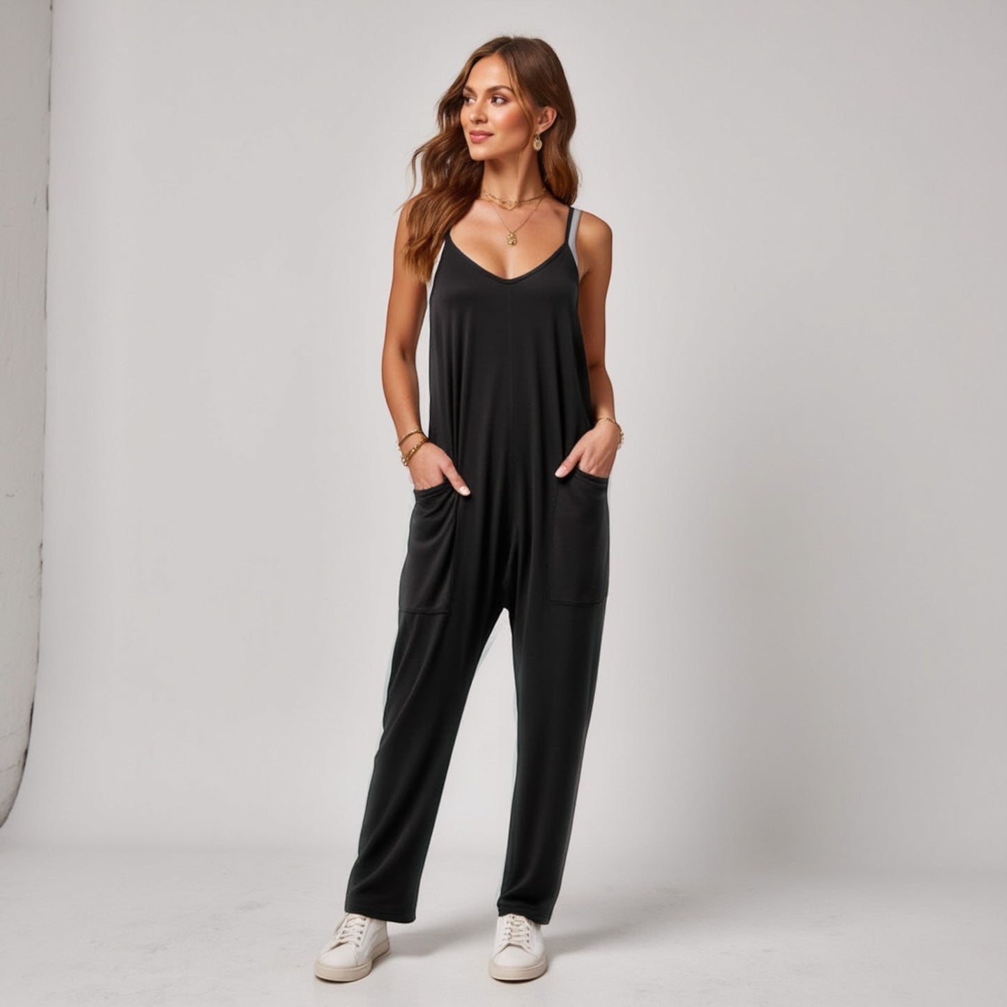 Anna-Kaci Women's Loose Fit Overalls with Adjustable Straps and Side Pockets