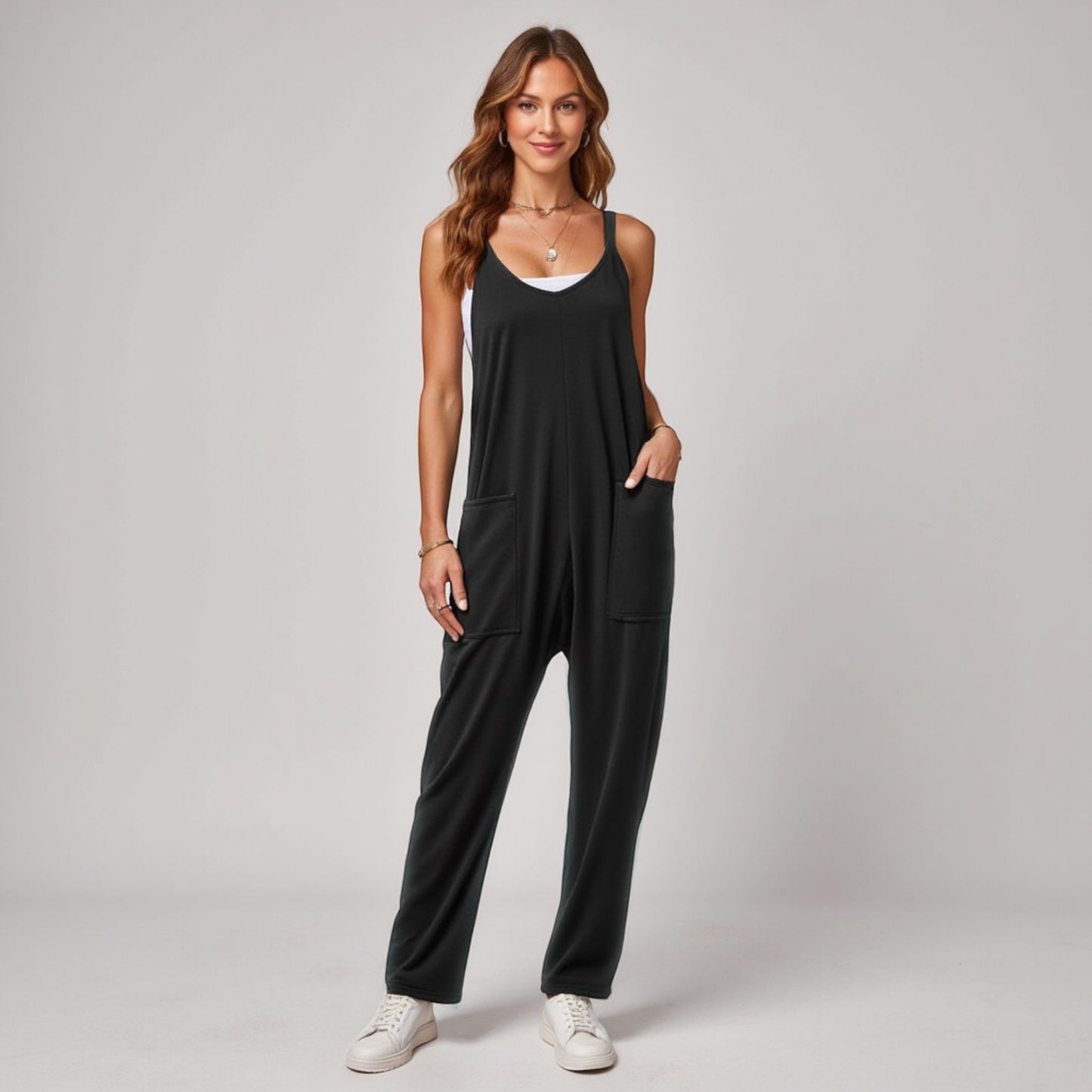 Anna-Kaci Women's Loose Fit Overalls with Adjustable Straps and Side Pockets