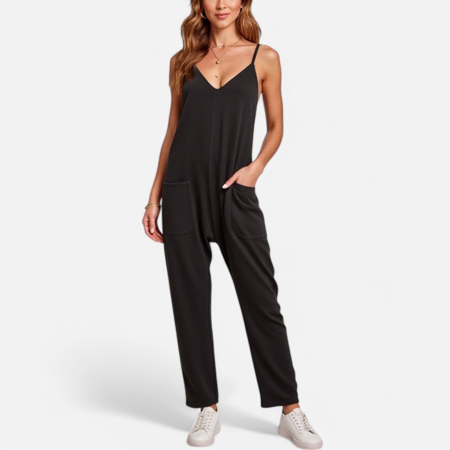 Anna-Kaci Women's Loose Fit Overalls with Adjustable Straps and Side Pockets