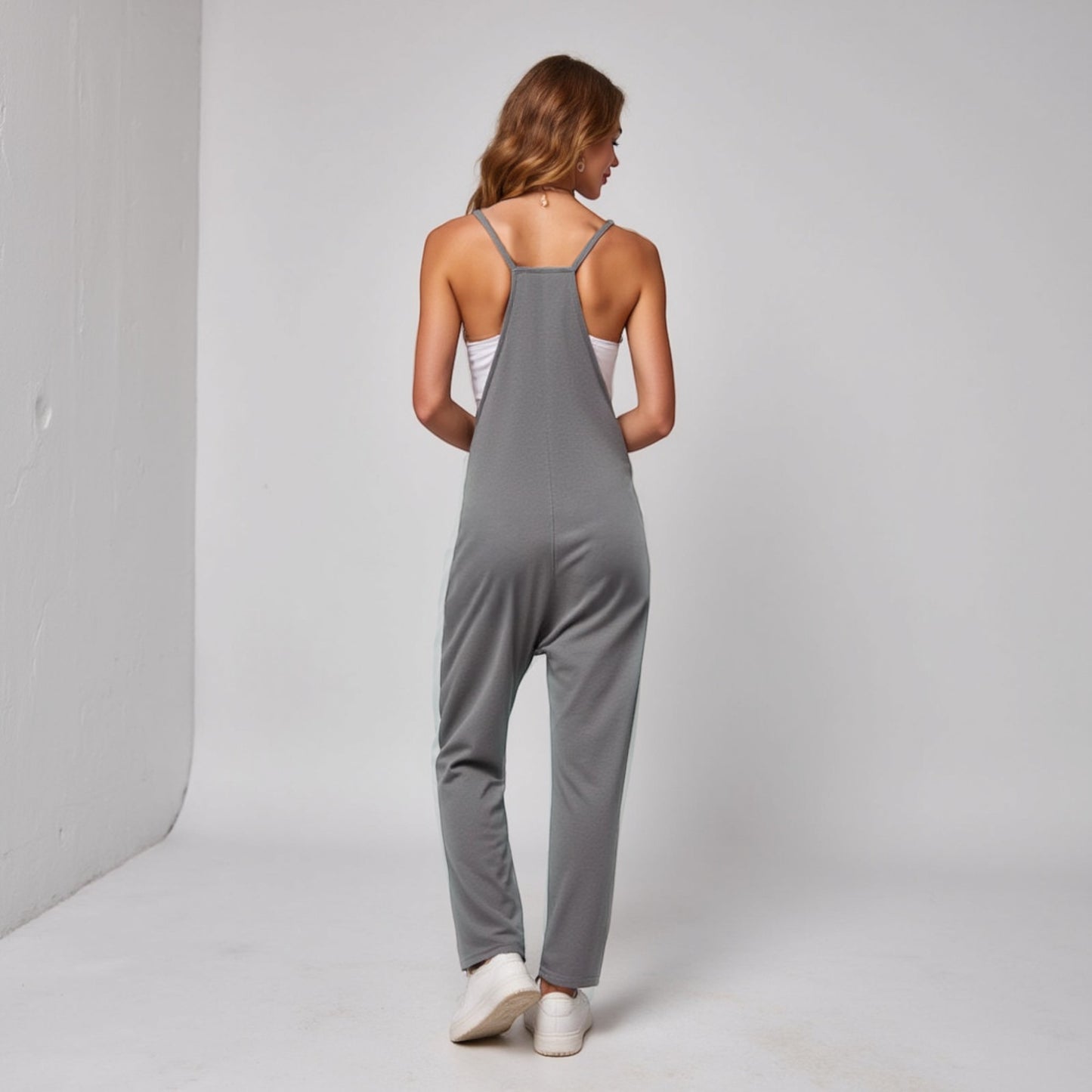 Anna-Kaci Women's Loose Fit Overalls with Adjustable Straps and Side Pockets