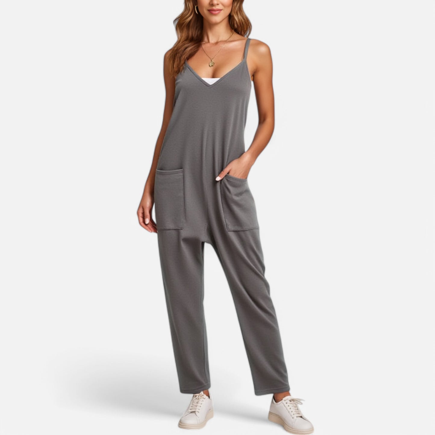 Anna-Kaci Women's Loose Fit Overalls with Adjustable Straps and Side Pockets