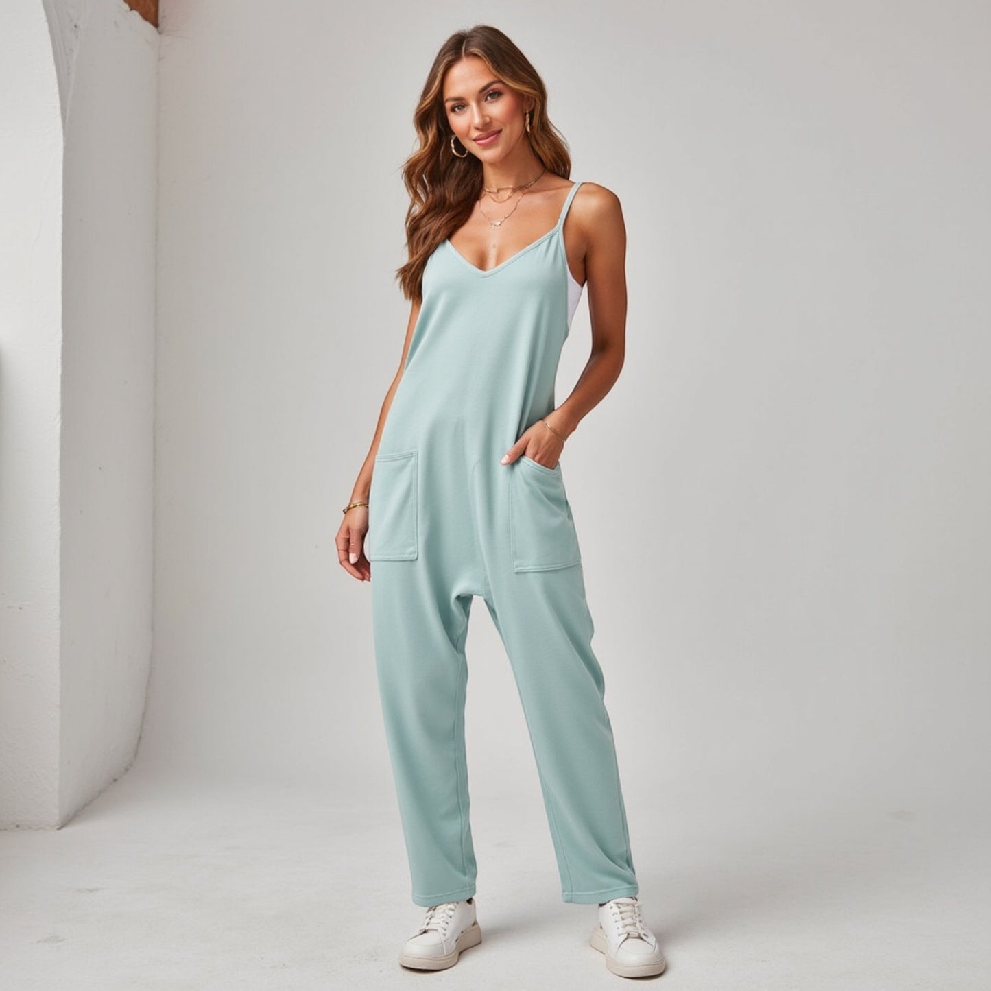 Anna-Kaci Women's Loose Fit Overalls with Adjustable Straps and Side Pockets