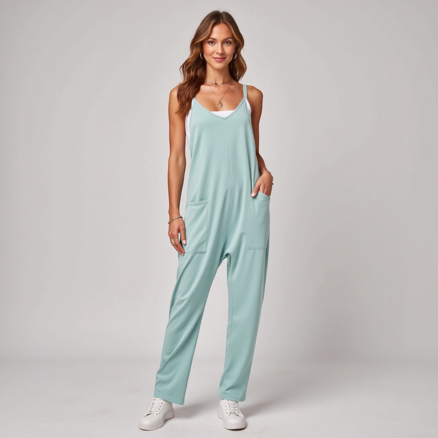 Anna-Kaci Women's Loose Fit Overalls with Adjustable Straps and Side Pockets