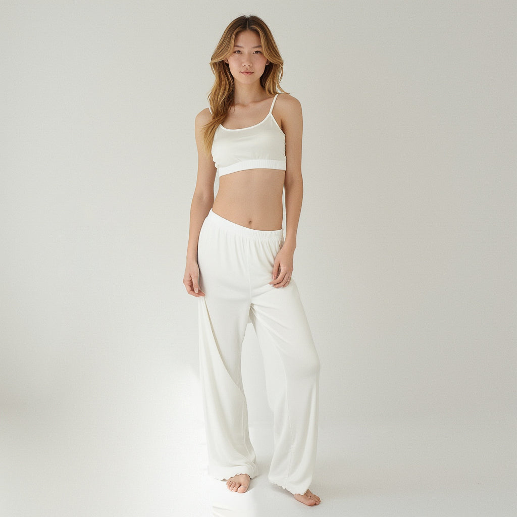 Anna-Kaci Lounge Women's Ribbed Knit Set with Soft Bra and Elastic Waistband Pants