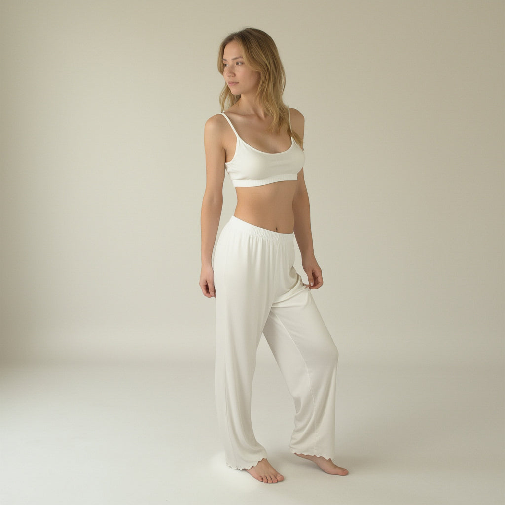 Anna-Kaci Lounge Women's Ribbed Knit Set with Soft Bra and Elastic Waistband Pants