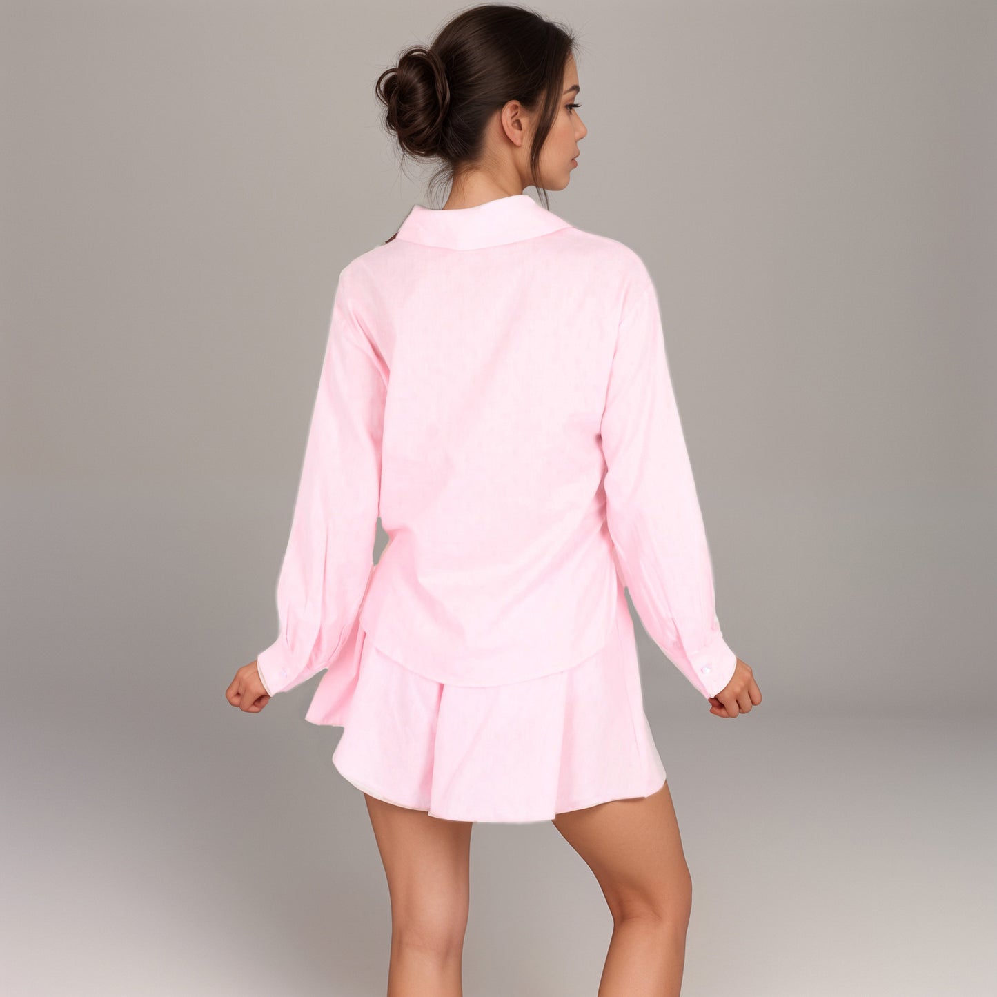 Anna-Kaci Women's Button-Up Pajama Set with Long Sleeve Collared Top Front Pockets and Relaxed Fit Matching Lounge Shorts