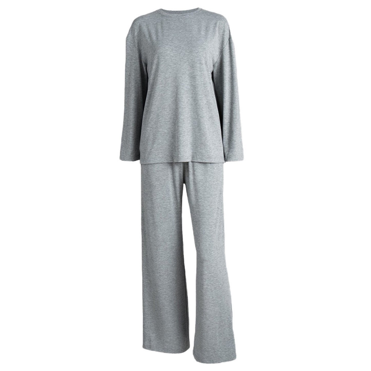 Anna-Kaci Lounge Women's Long Sleeve Relaxed Top and Wide Leg Pants Two-Piece Loungewear Set