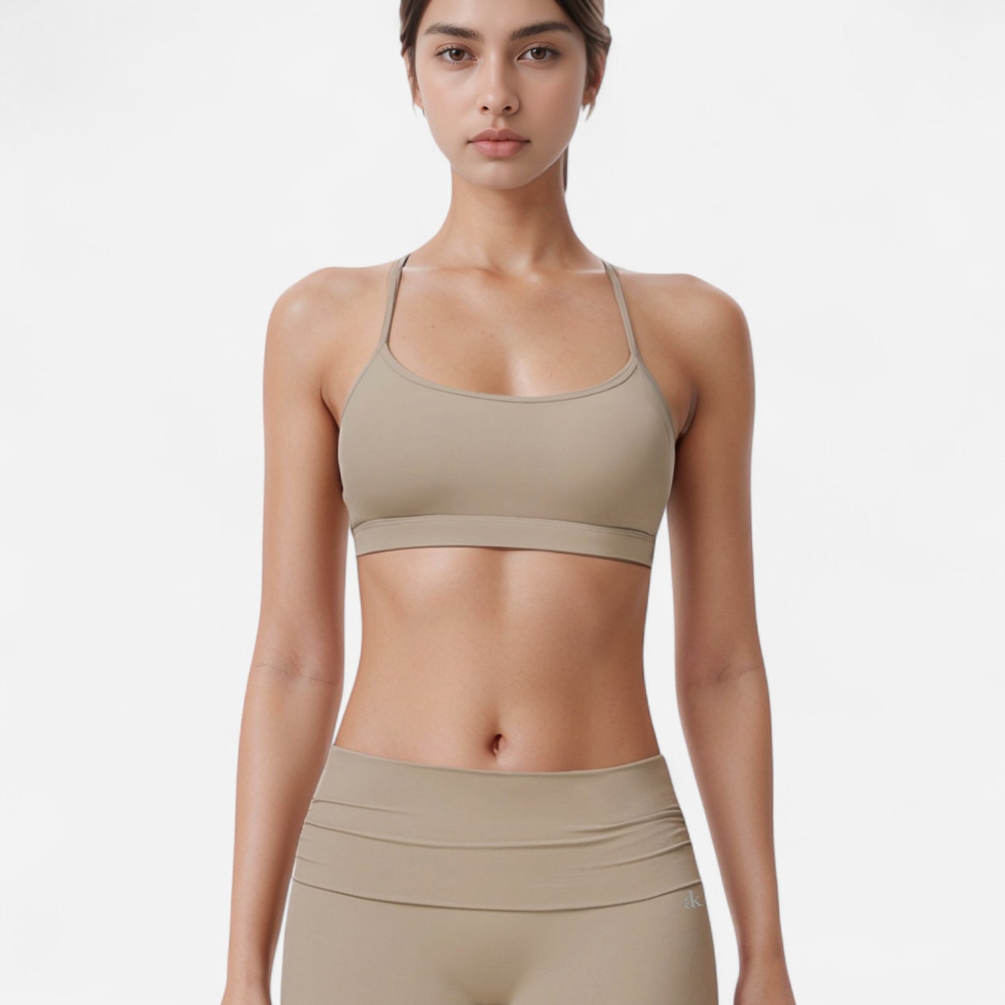 Anna-Kaci Women's Strappy Active Sports Bra with Scoop Neckline Thin Back Straps and Stretch Compression Fabric for Light Support