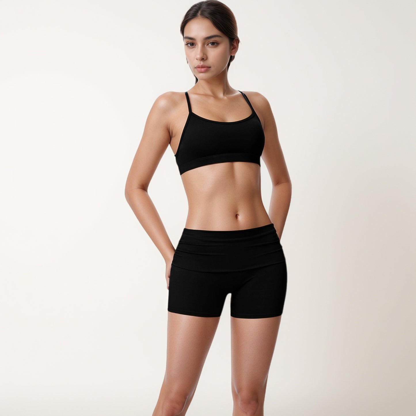 Anna-Kaci Women's Strappy Active Sports Bra with Scoop Neckline Thin Back Straps and Stretch Compression Fabric for Light Support