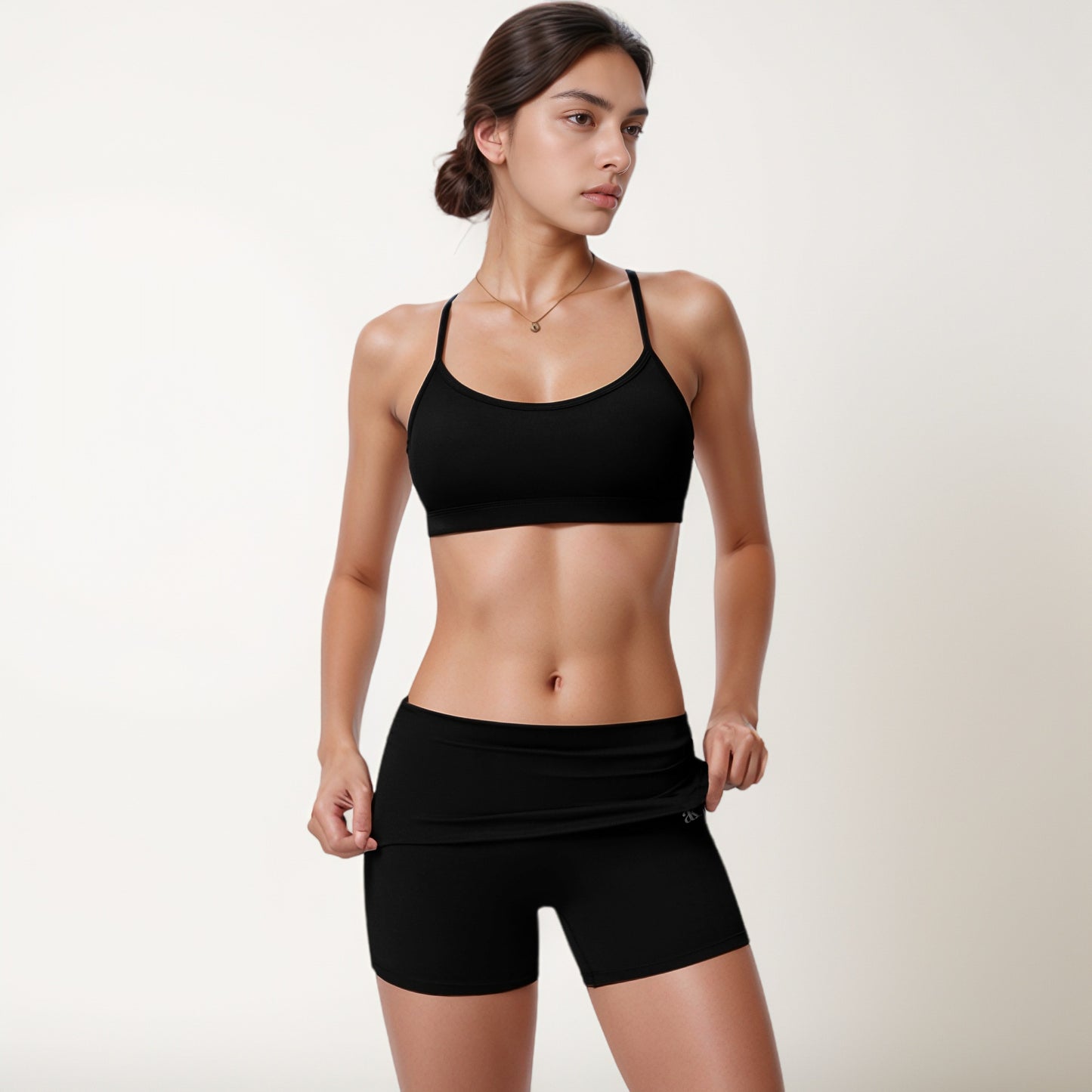 Anna-Kaci Women's Strappy Active Sports Bra with Scoop Neckline Thin Back Straps and Stretch Compression Fabric for Light Support