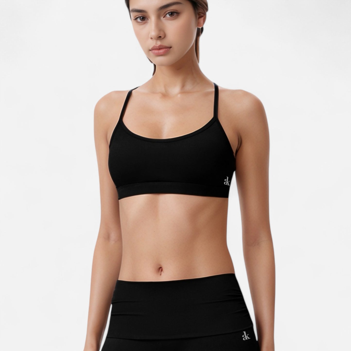 Anna-Kaci Women's Strappy Active Sports Bra with Scoop Neckline Thin Back Straps and Stretch Compression Fabric for Light Support