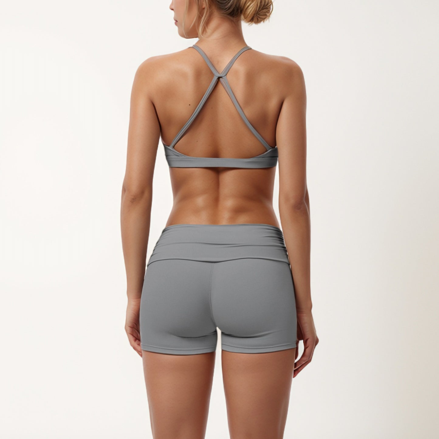 Anna-Kaci Women's Strappy Active Sports Bra with Scoop Neckline Thin Back Straps and Stretch Compression Fabric for Light Support