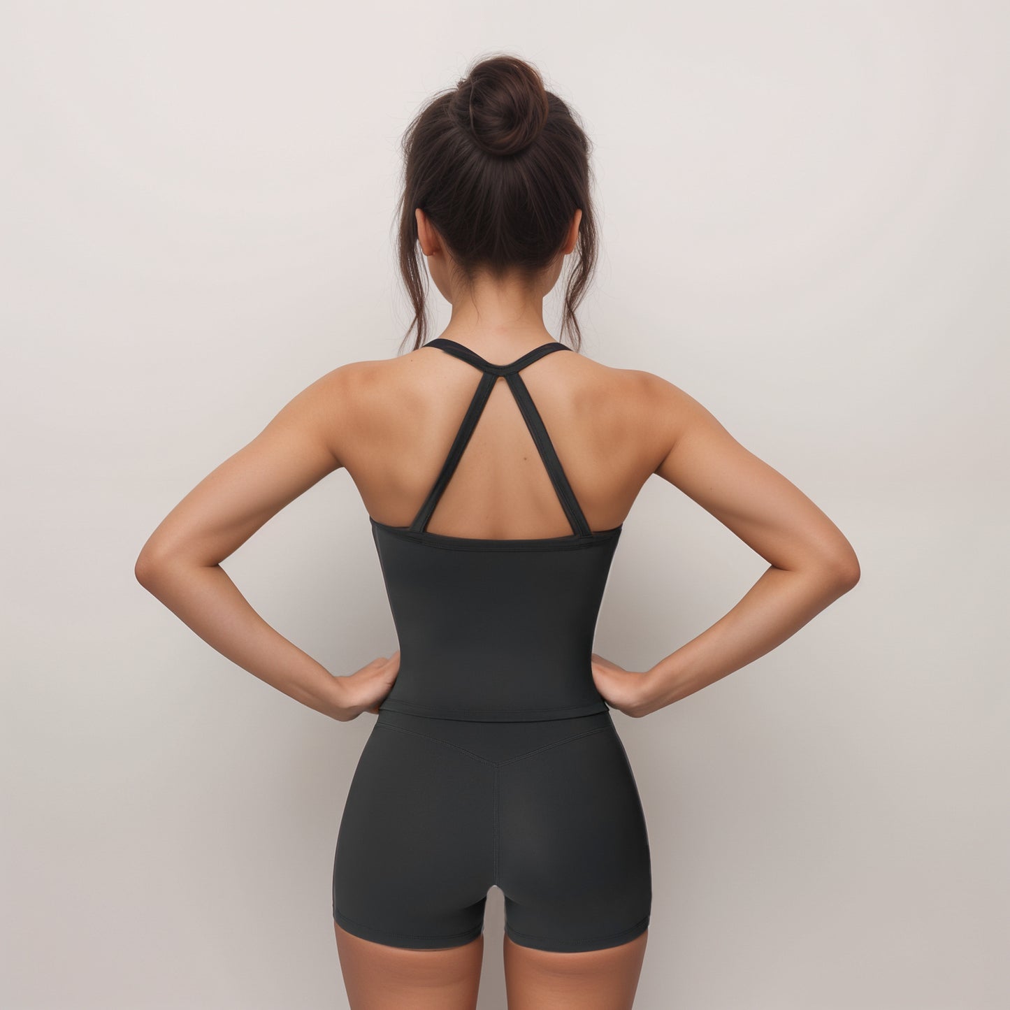 Anna-Kaci Active Women's Square Neck Cami Sports Tank Top with Double Shoulder Straps and Stretch Fitted Design