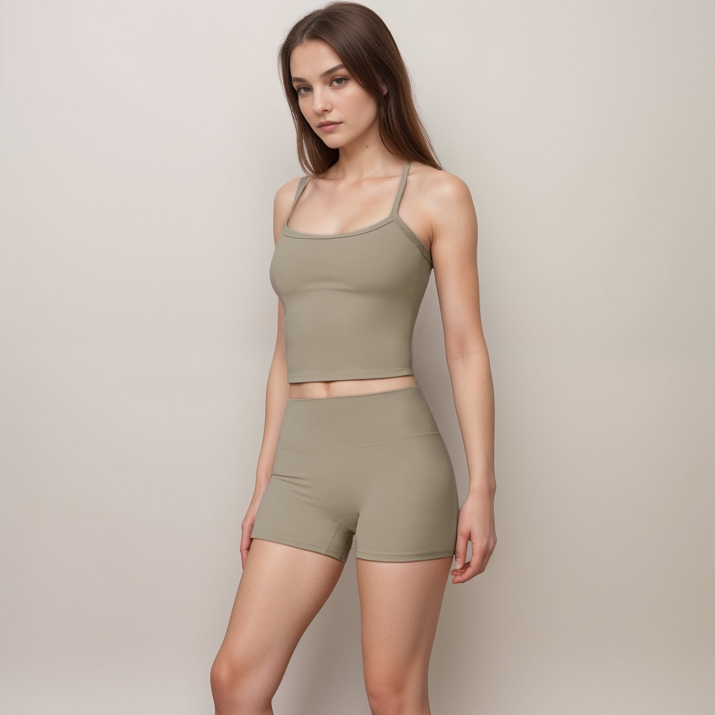 Anna-Kaci Active Women's Square Neck Cami Sports Tank Top with Double Shoulder Straps and Stretch Fitted Design
