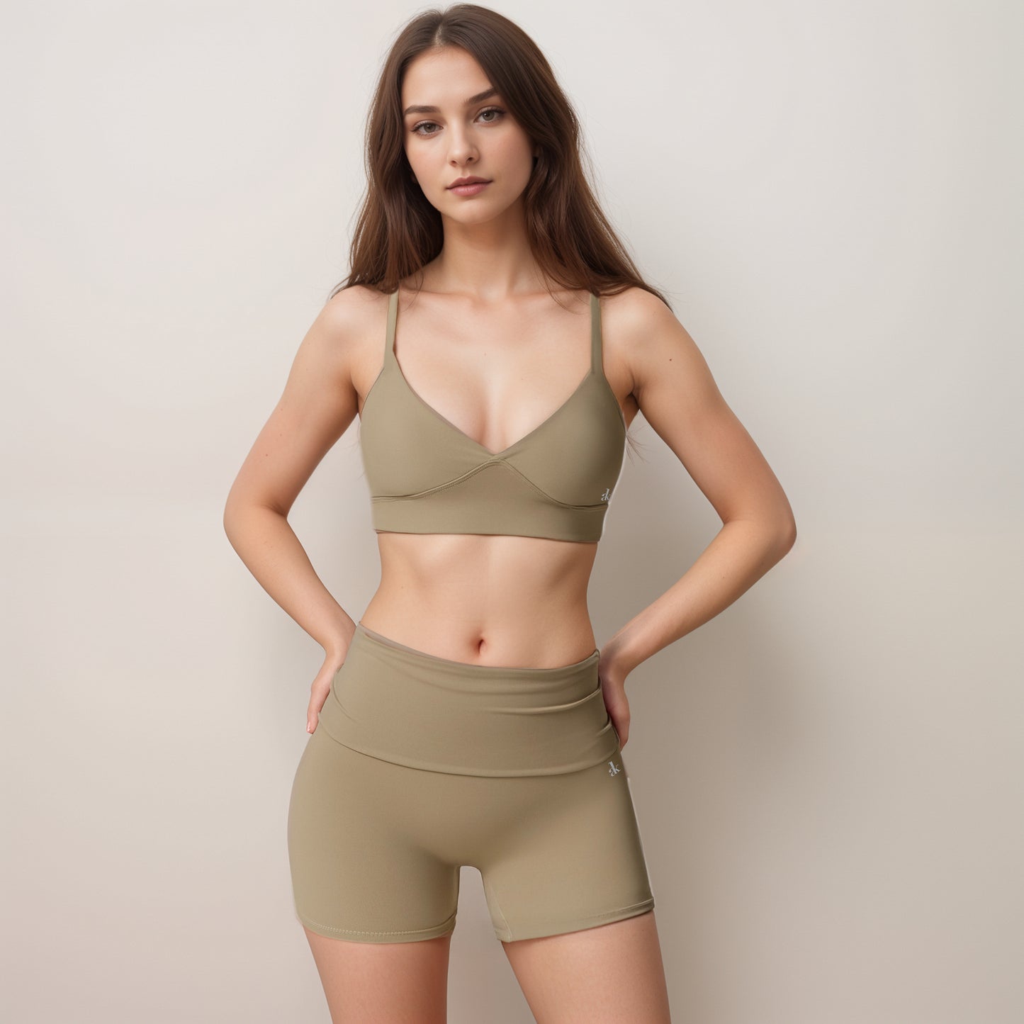 Anna-Kaci Active Women's V-Neck Bralette Sports Bra with Thin Adjustable Straps and Seam Detail for Light Support