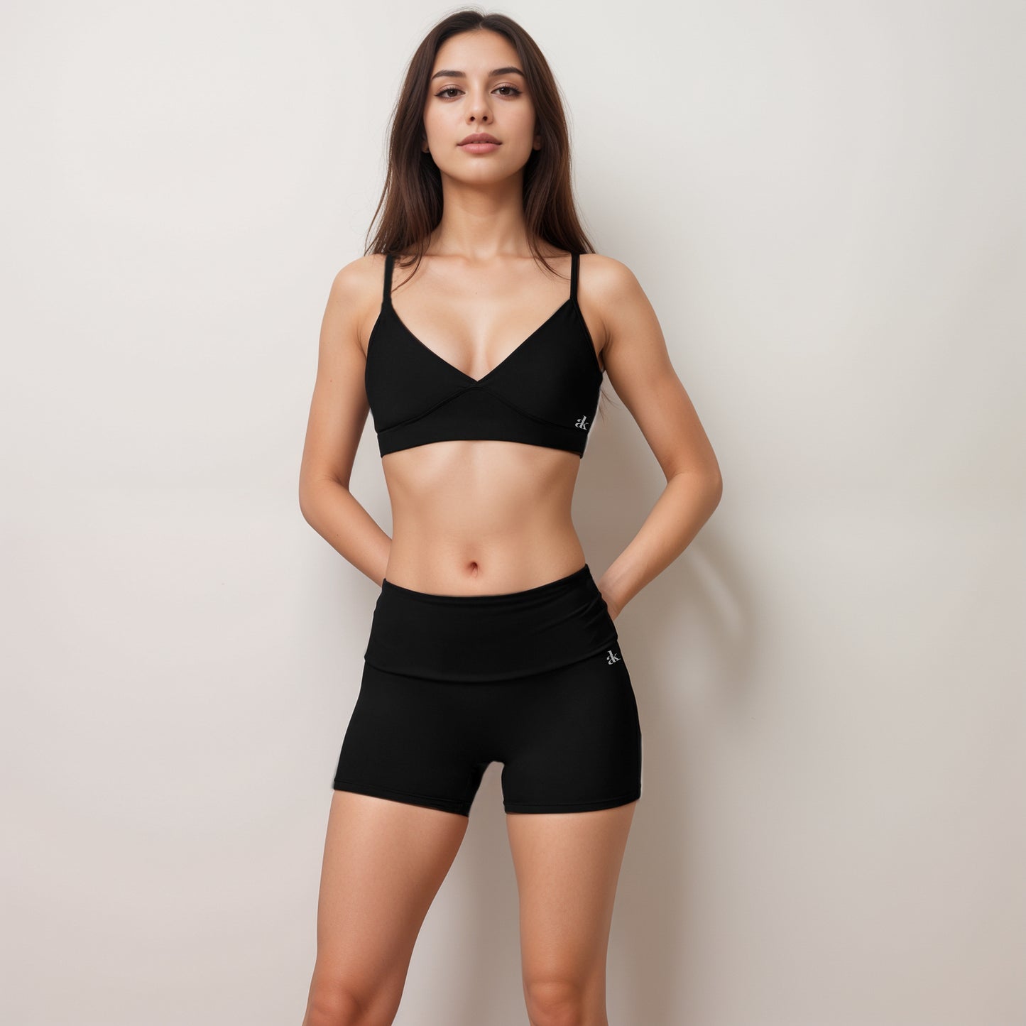 Anna-Kaci Active Women's V-Neck Bralette Sports Bra with Thin Adjustable Straps and Seam Detail for Light Support