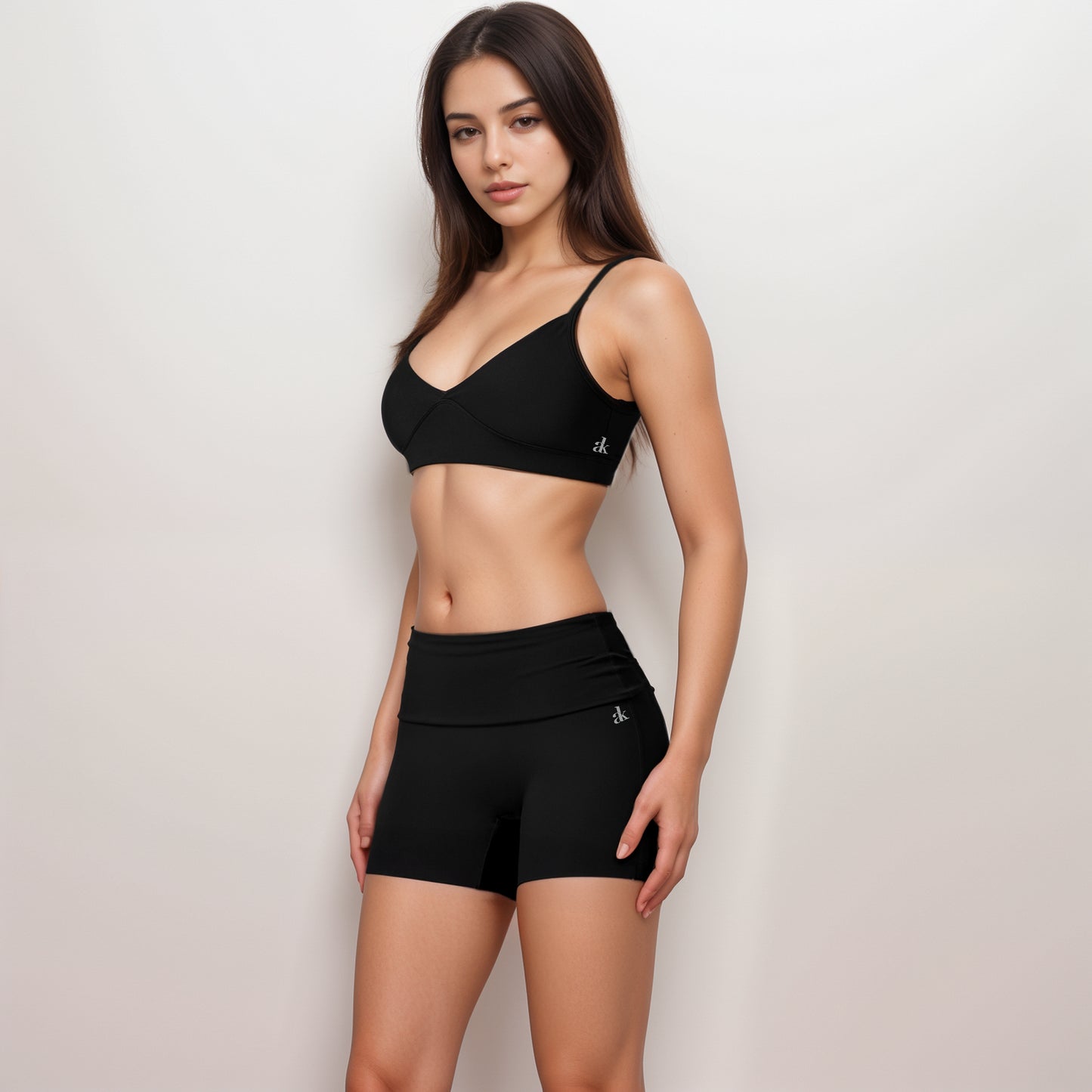 Anna-Kaci Active Women's V-Neck Bralette Sports Bra with Thin Adjustable Straps and Seam Detail for Light Support